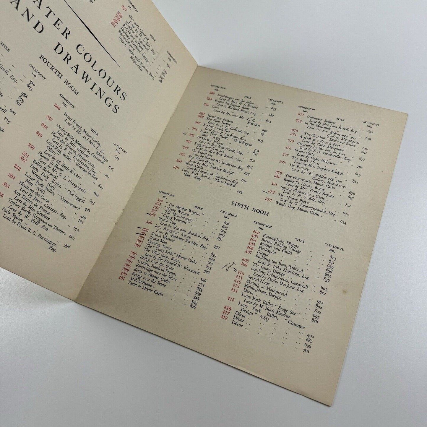Christopher Wood – Exhibition of Complete Works | New Burlington Galleries / Redfern Gallery leaflet, 1938