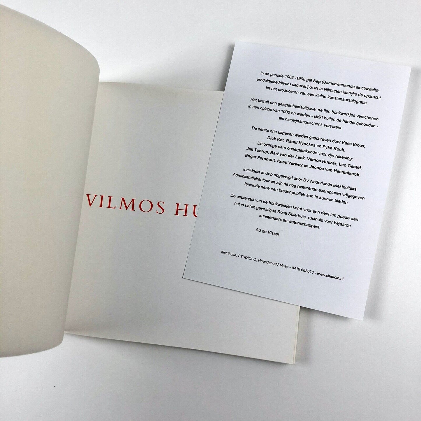 Vilmos Huszár by Ad de Visser | Text in English and Dutch | SEP Arnhem, 1993 | De Stijl