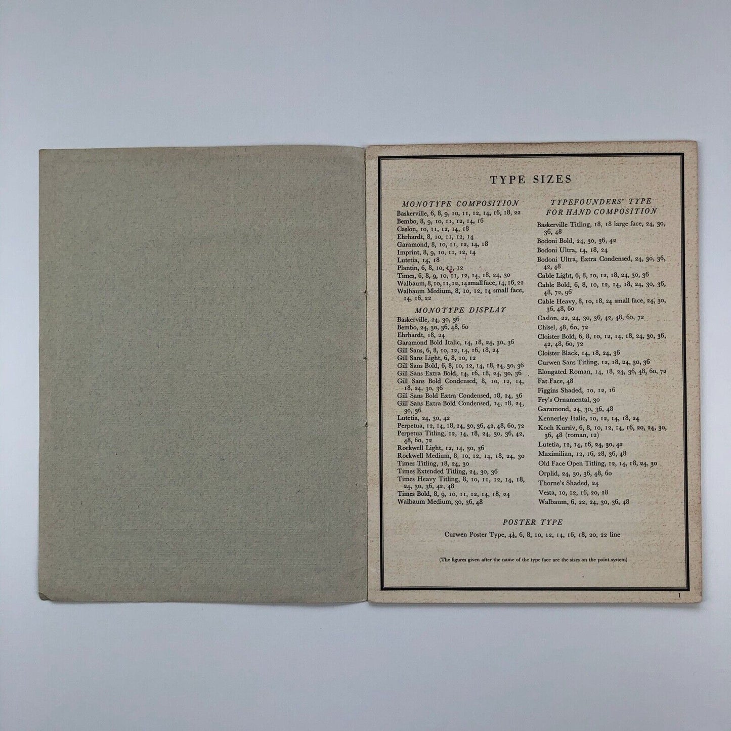 Type Faces in use at The Curwen Press | 1951 Type specimen brochure