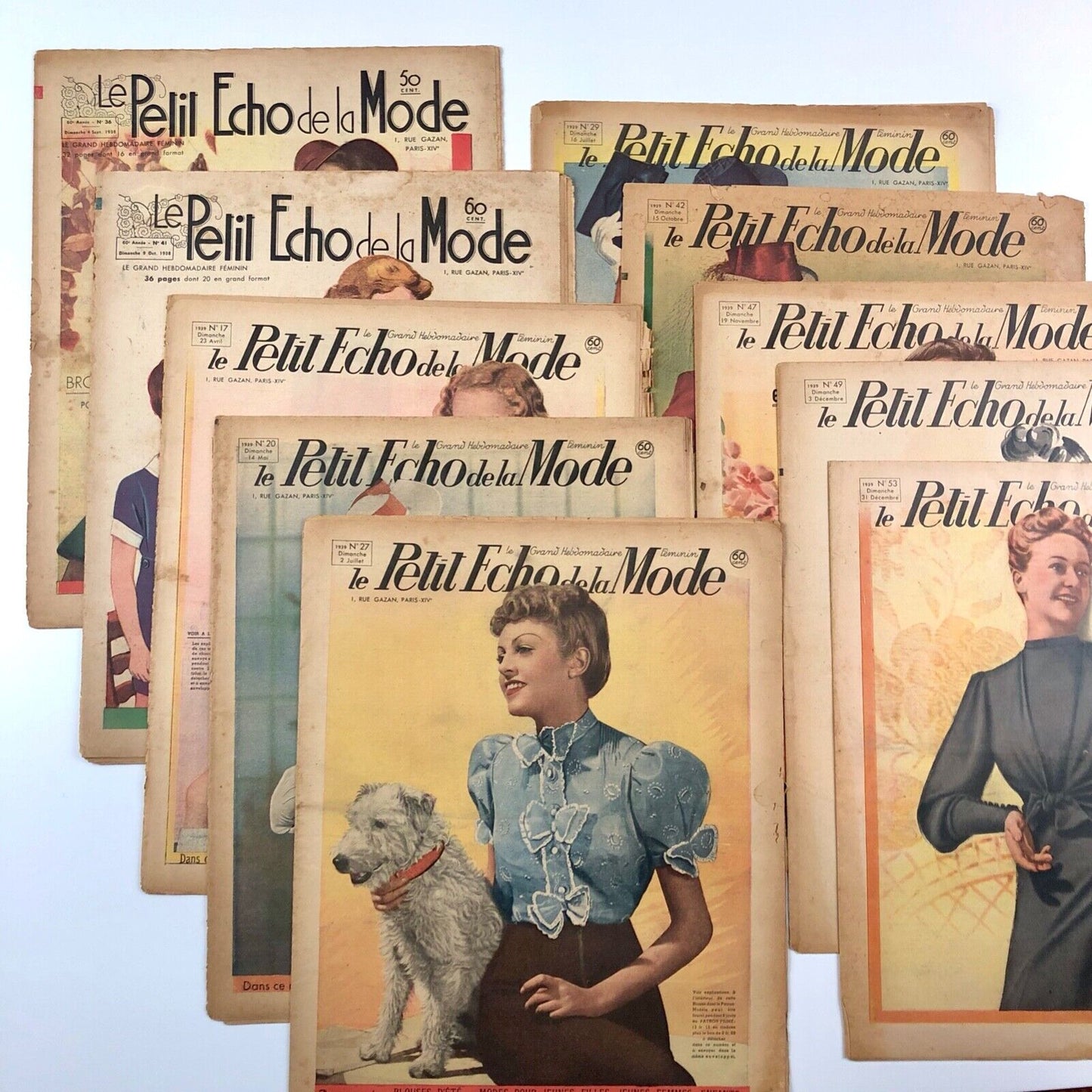 Le Petit Echo de la Mode French fashion journal x 10 issues: 2 x 1938 & 8 x 1939