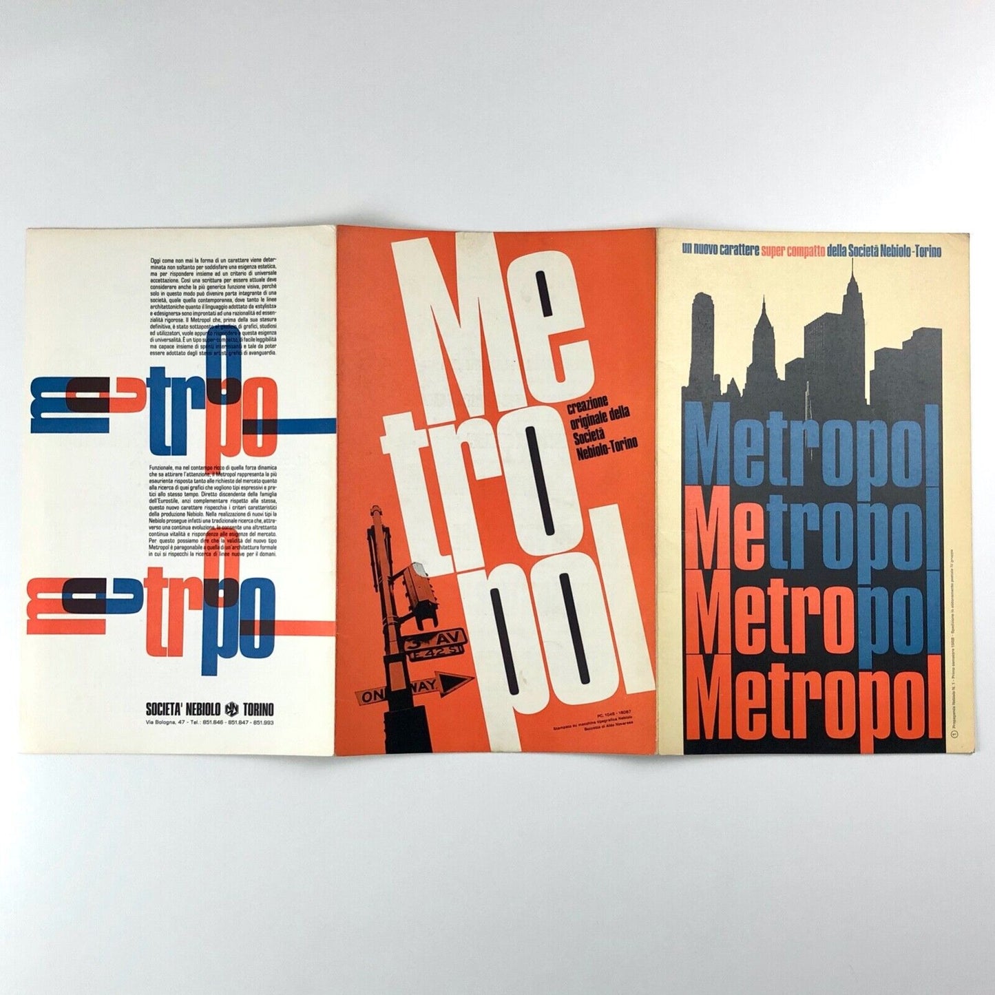 Metropol Super Compatto della Societá Nebiolo Aldo Novarese type specimen booklet, 1968