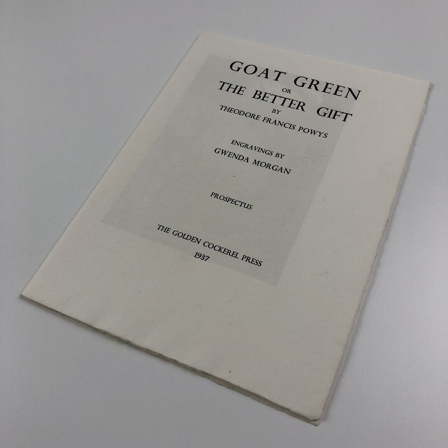 Prospectus leaflet – Goat Green or The Better Gift, Gwenda Morgan | Golden Cockerel Press, 1937