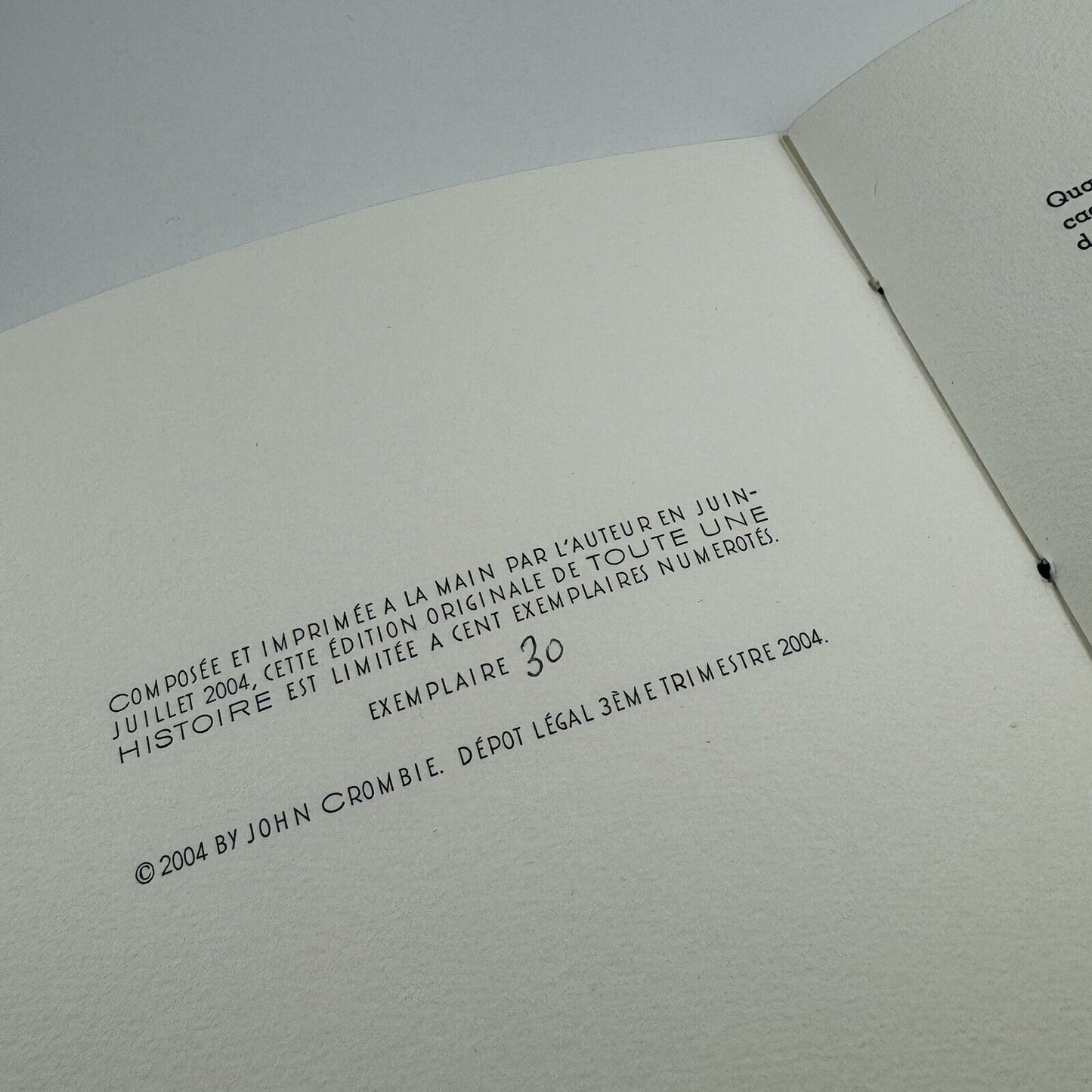 Une Histoire à Rallonges | John Crombie | Kickshaws Press 2004 | limited edition, numbered 30/100