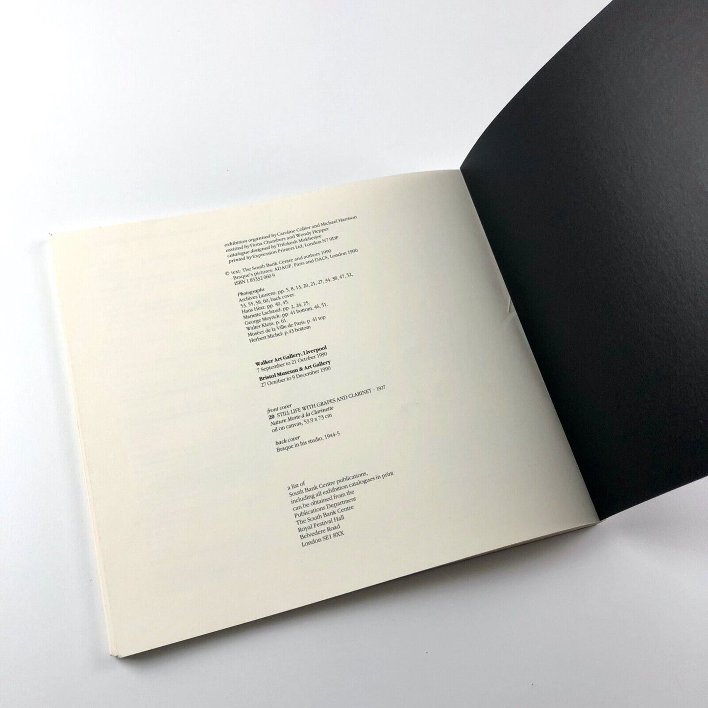 Braque Still Lifes and Interiors | South Bank Centre exhibition catalogue, 1990