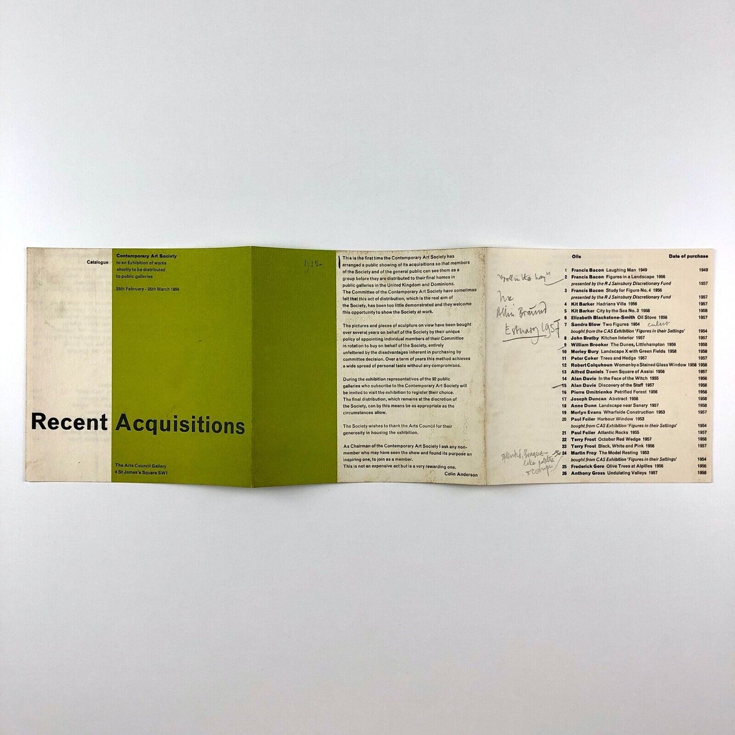 Recent Acquisitions: Contemporary Art Society | The Arts Council, 1959 catalogue