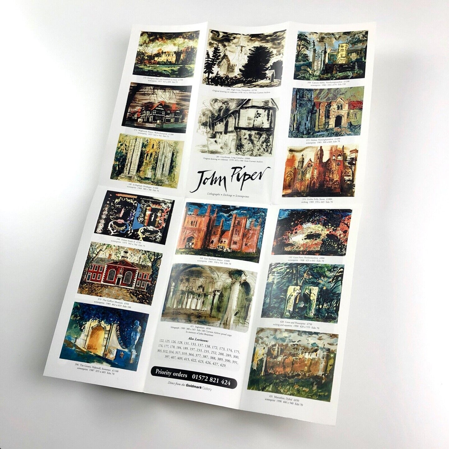 Leaflet John Piper: Lithographs, Etchings, Screenprints | Goldmark Gallery, undated