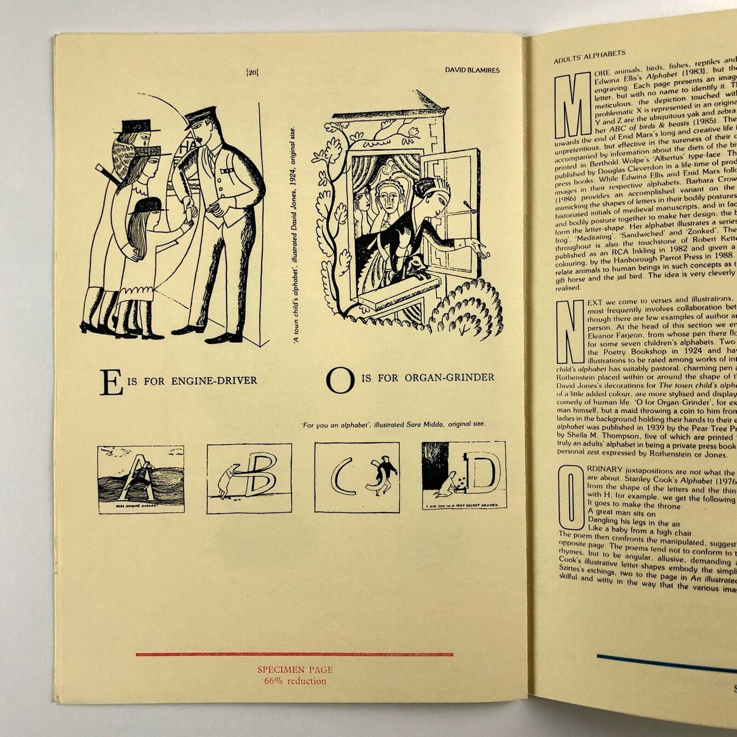 David Blamire's Adults' Alphabets | Hanborough Parrot Press | Prospectus leaflet, 1990