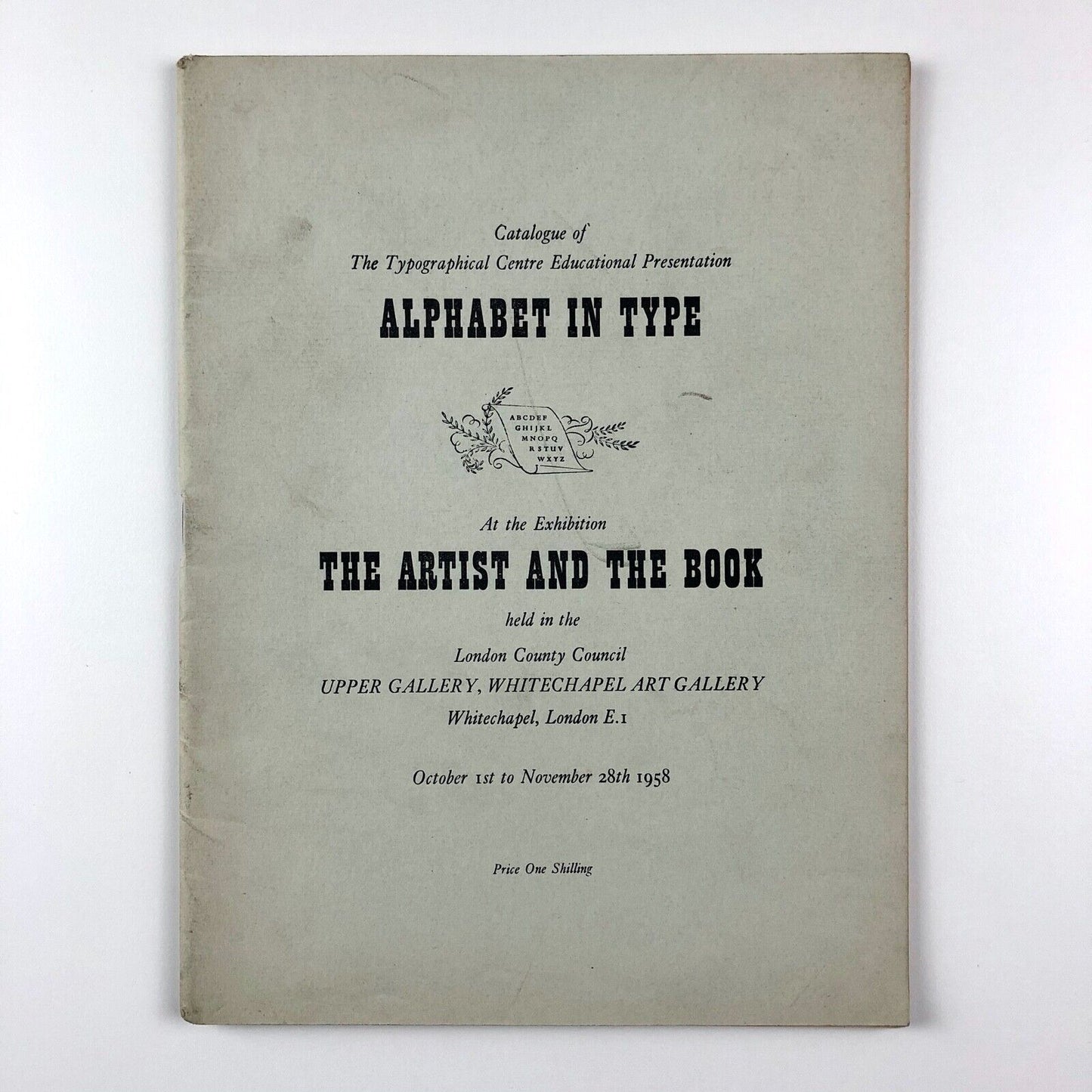 Alphabet in Type LCC type specimen booklet | Whitechapel Art Gallery, 1958