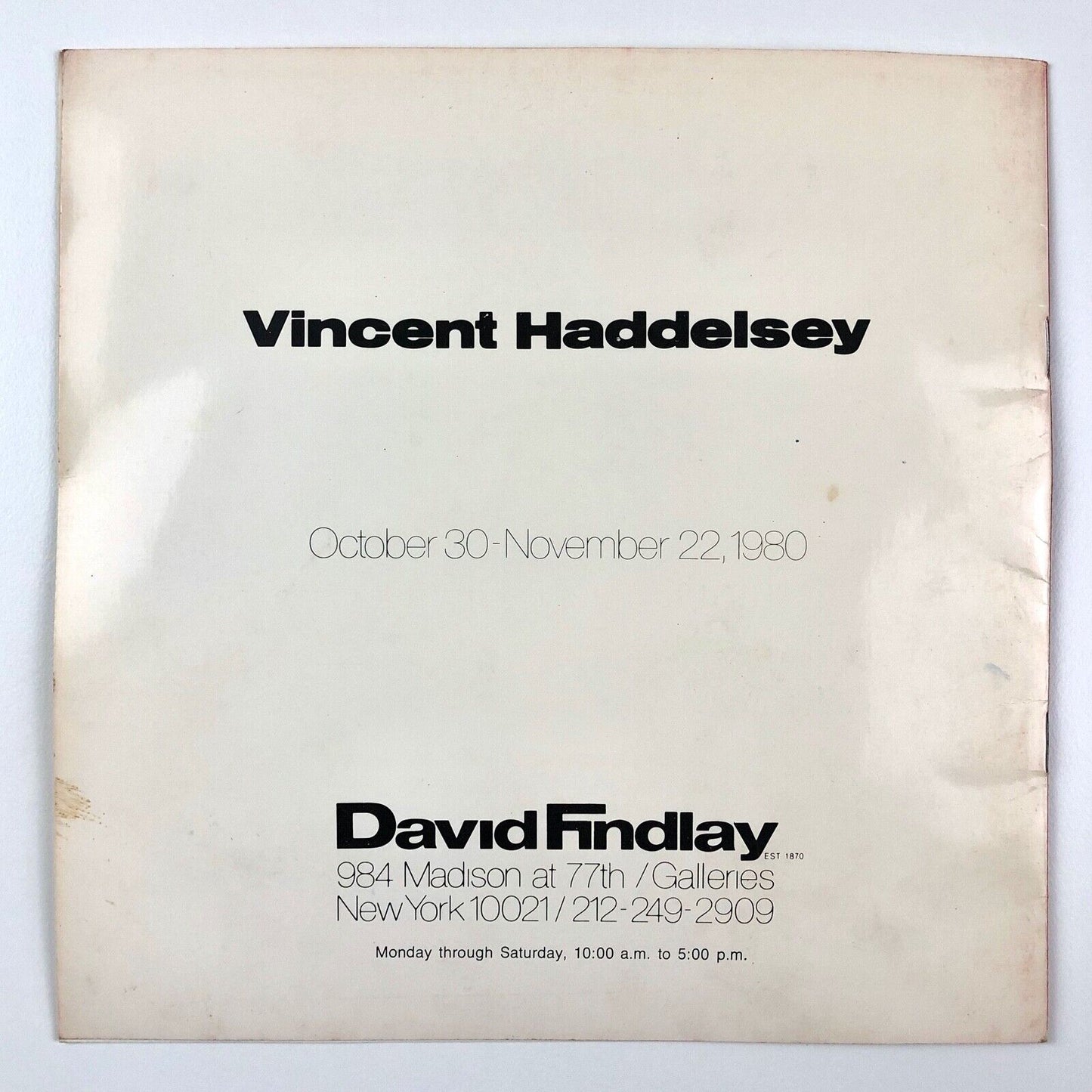 Vincent Haddelsey | David Findlay Galleries, New York, catalogue, 1980