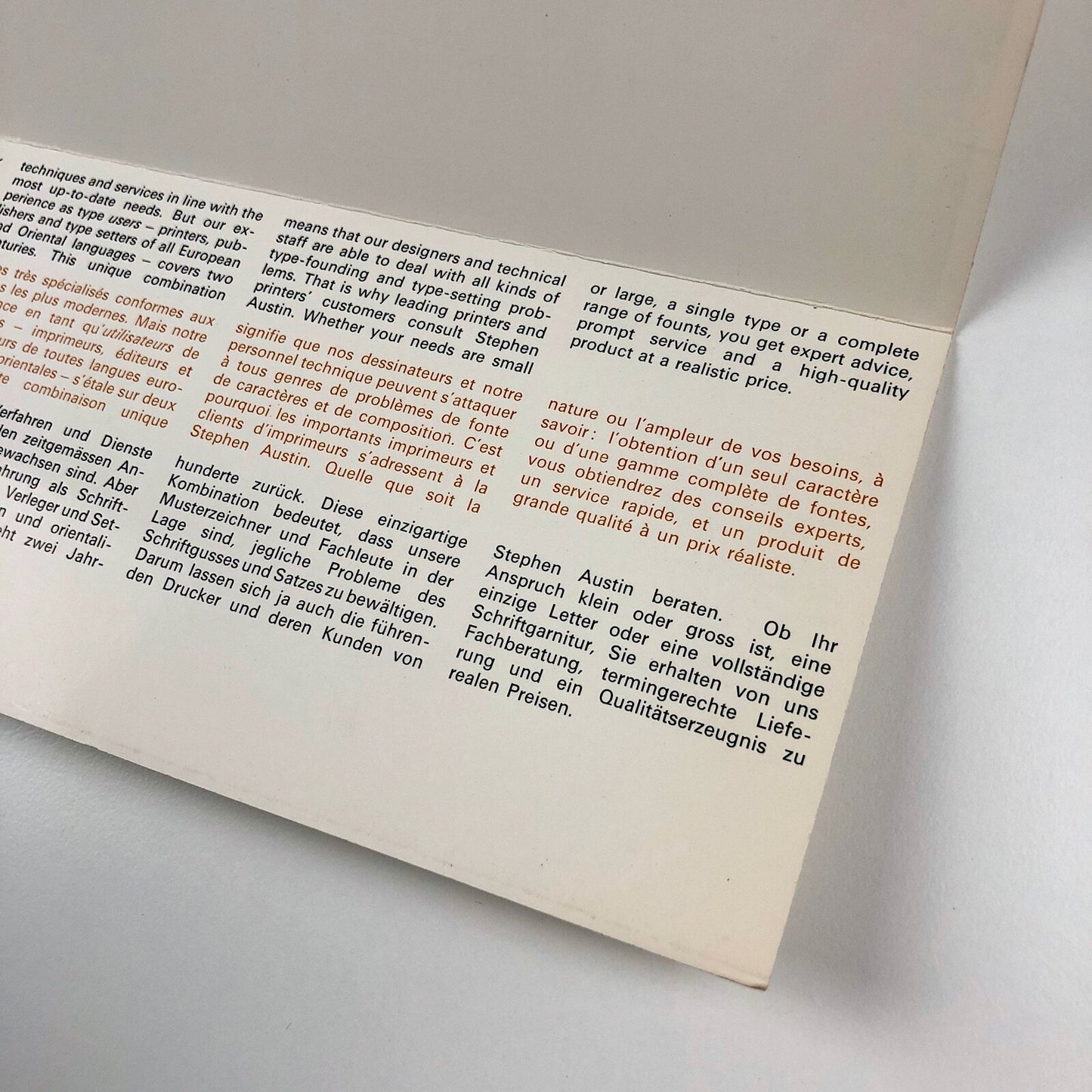 Stephen Austin Matrix Division ephemera | Promotional trade leaflet, 1970s?