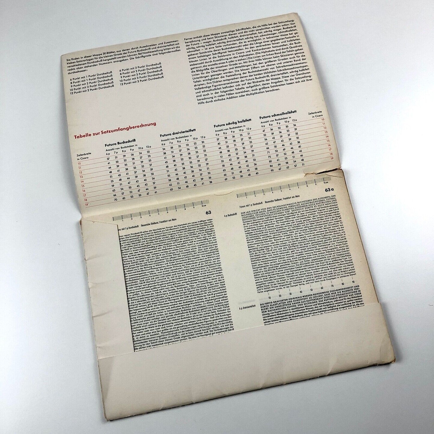 Arbeitsmappe Futura – workbook / type specimen | Bauersche Gießerei Frankfurt