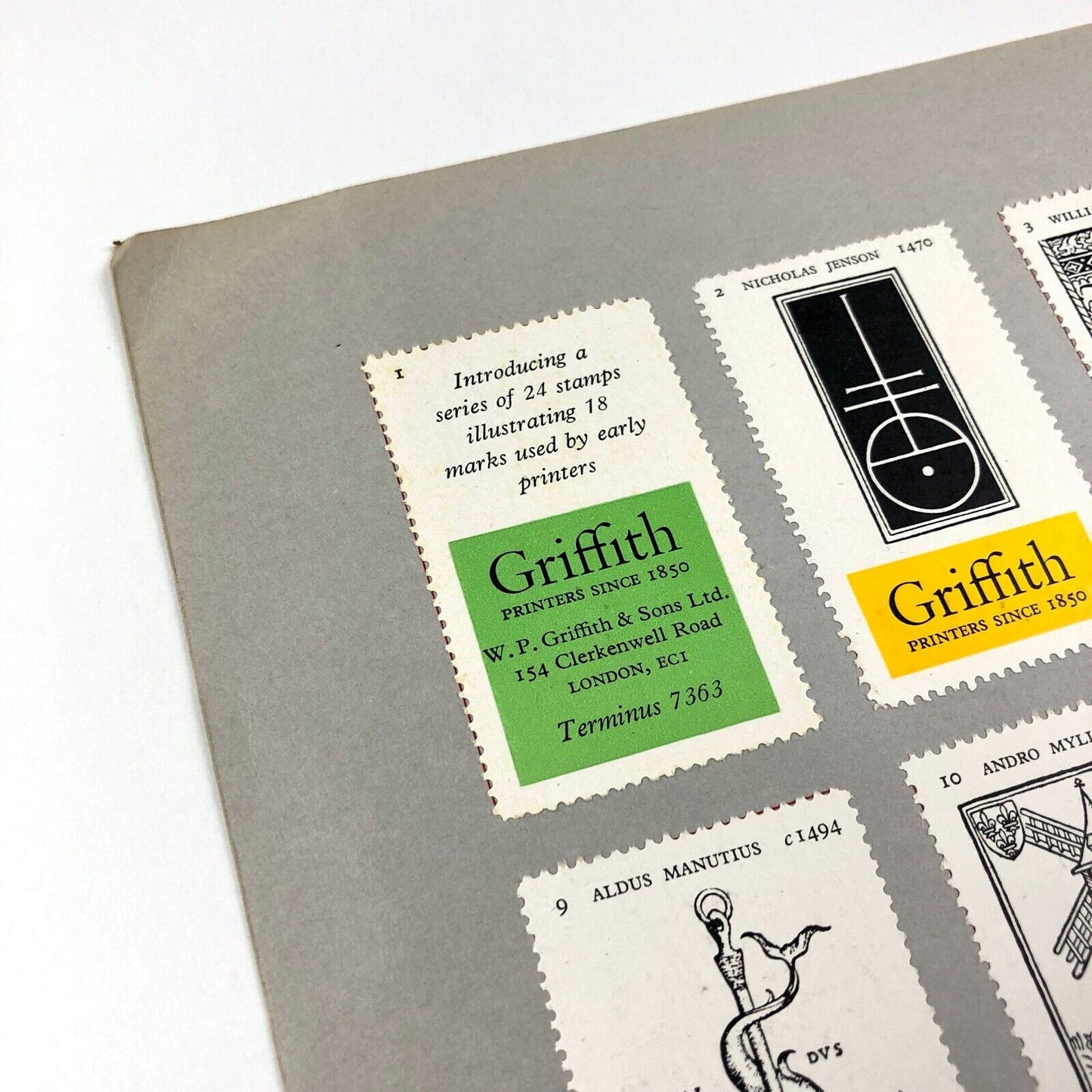 Famous Printers' Marks: folder for the series of stamps | W.P. Griffiths & Sons