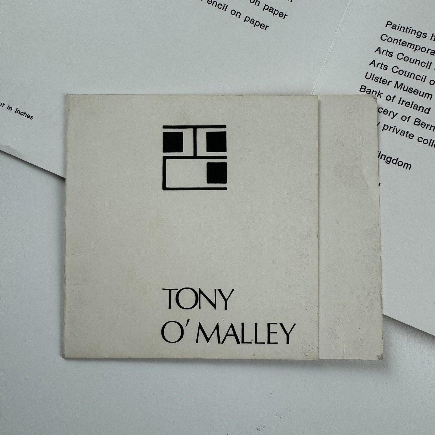 Tony O'Malley – Folded card and Private View invite | Tom Caldwell Galleries Dublin | Signed
