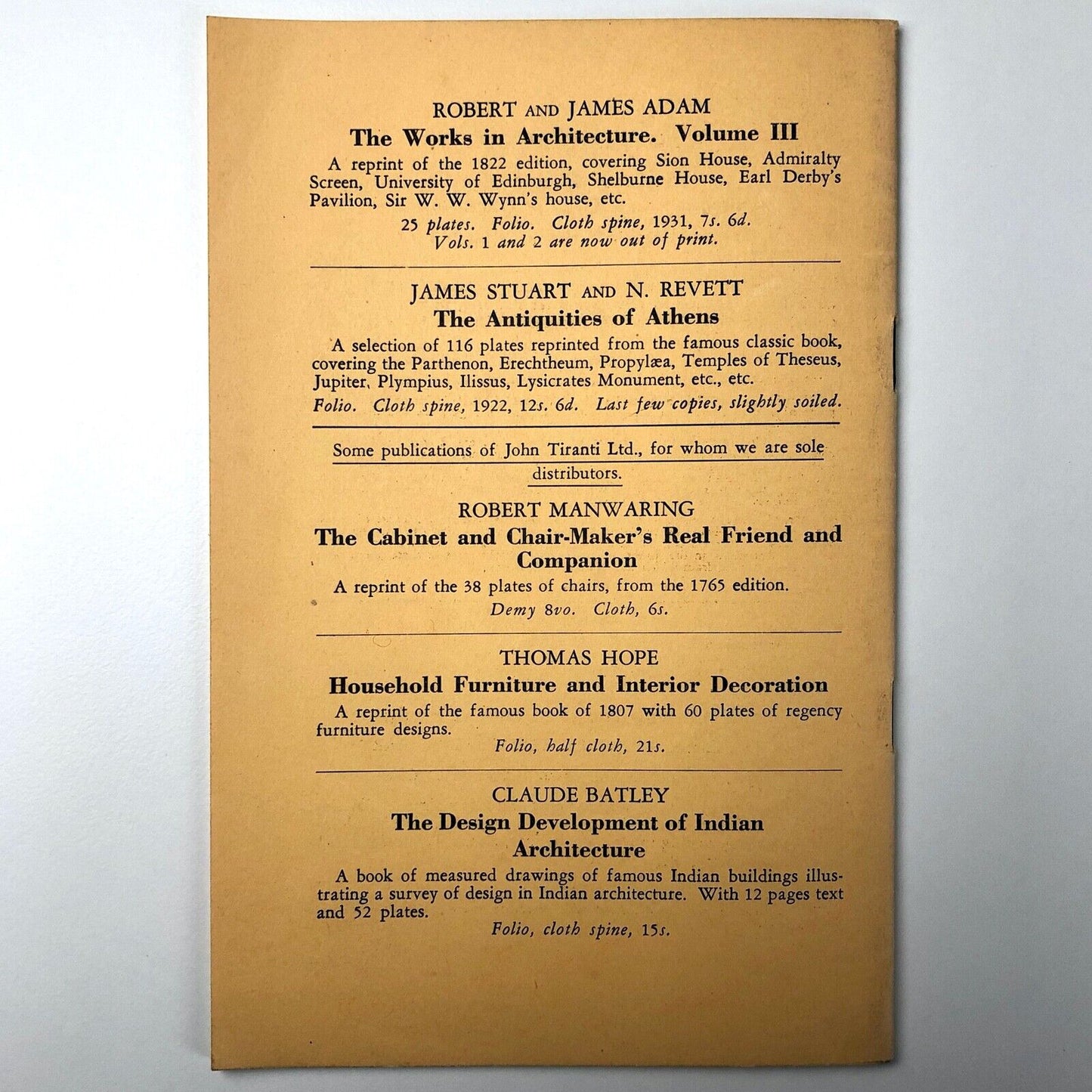 Books on the fine arts | AlecTiranti, London booklet 1949