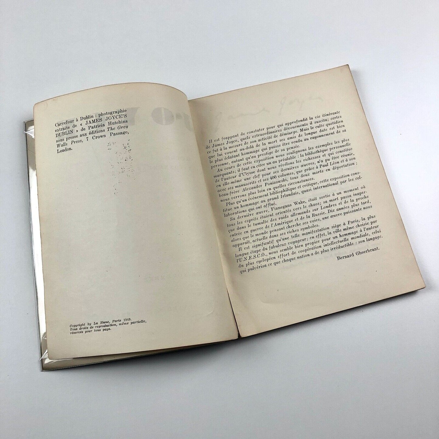Sa vie, son oeuvre, son rayonnement James Joyce 1949 exhibition, La Hune, Paris
