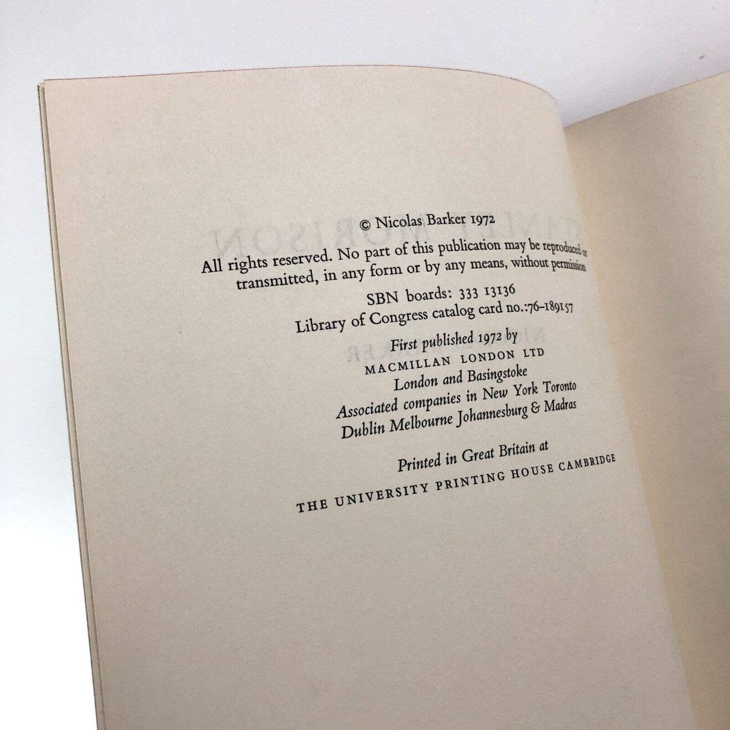 Stanley Morison by Nicolas Barker | Macmillan, 1972