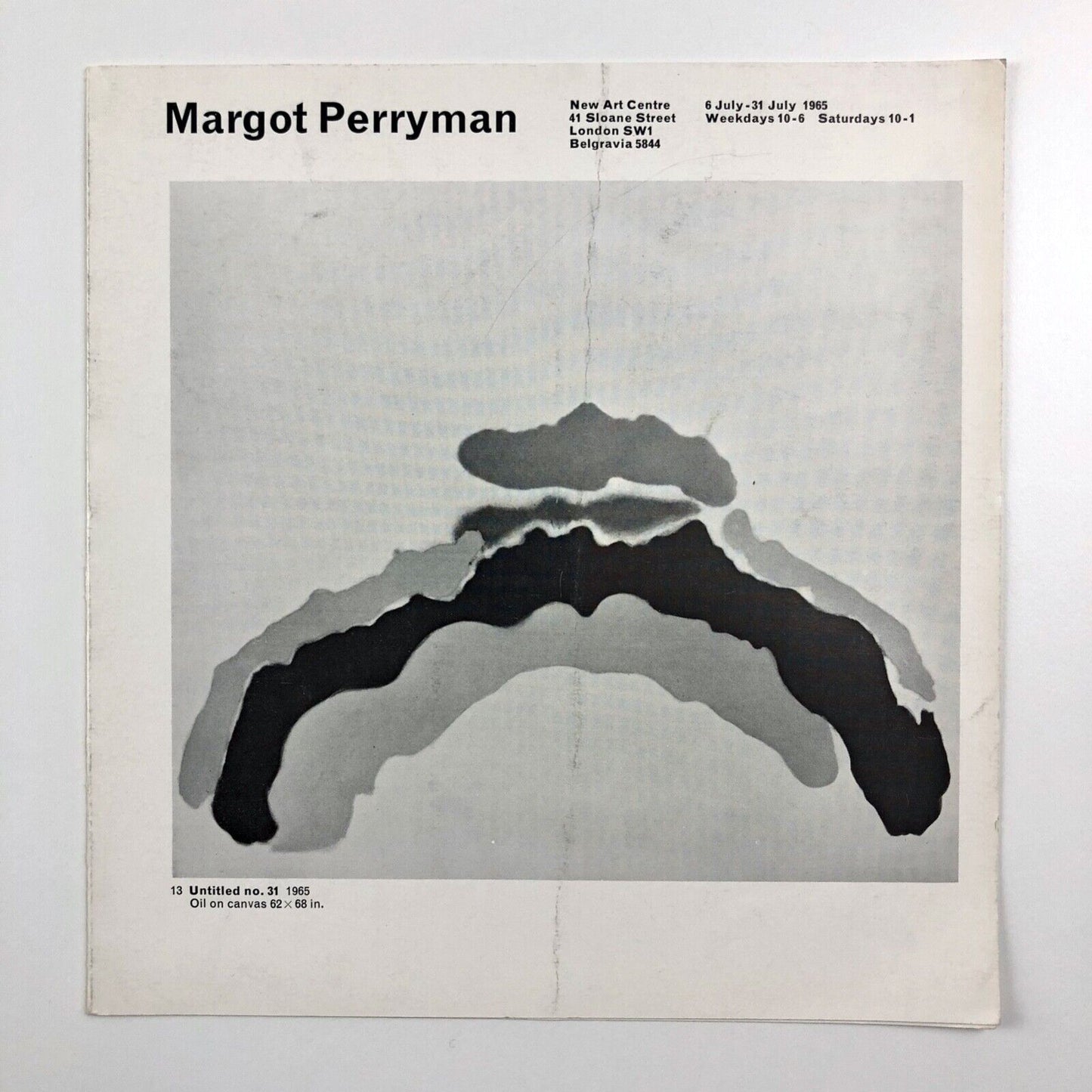 Folding card for Margot Perryman | New Art Centre, Sloane Street, London, 1965