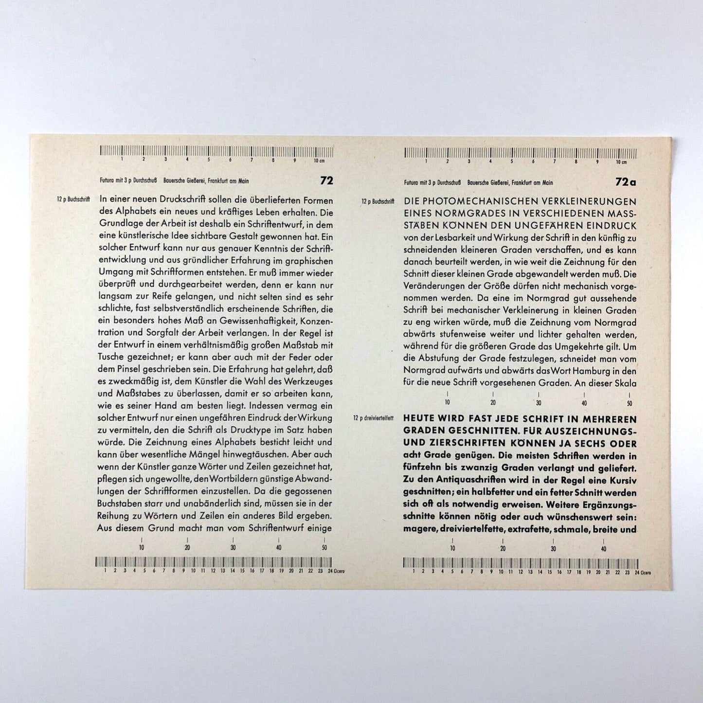 Arbeitsmappe Futura – workbook / type specimen | Bauersche Gießerei Frankfurt