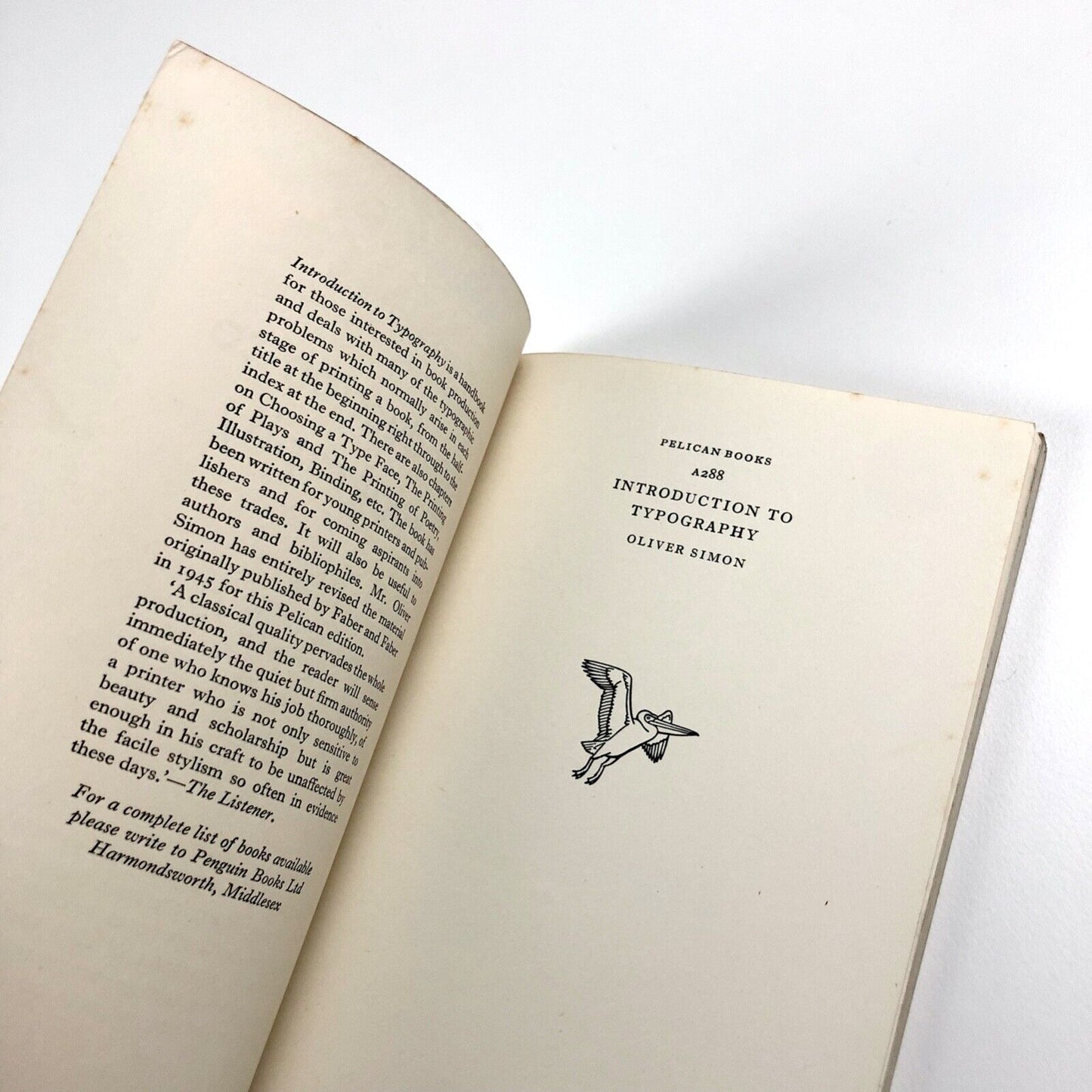 Introduction to Typography by Oliver Simon | Pelican – revised 1954 edition