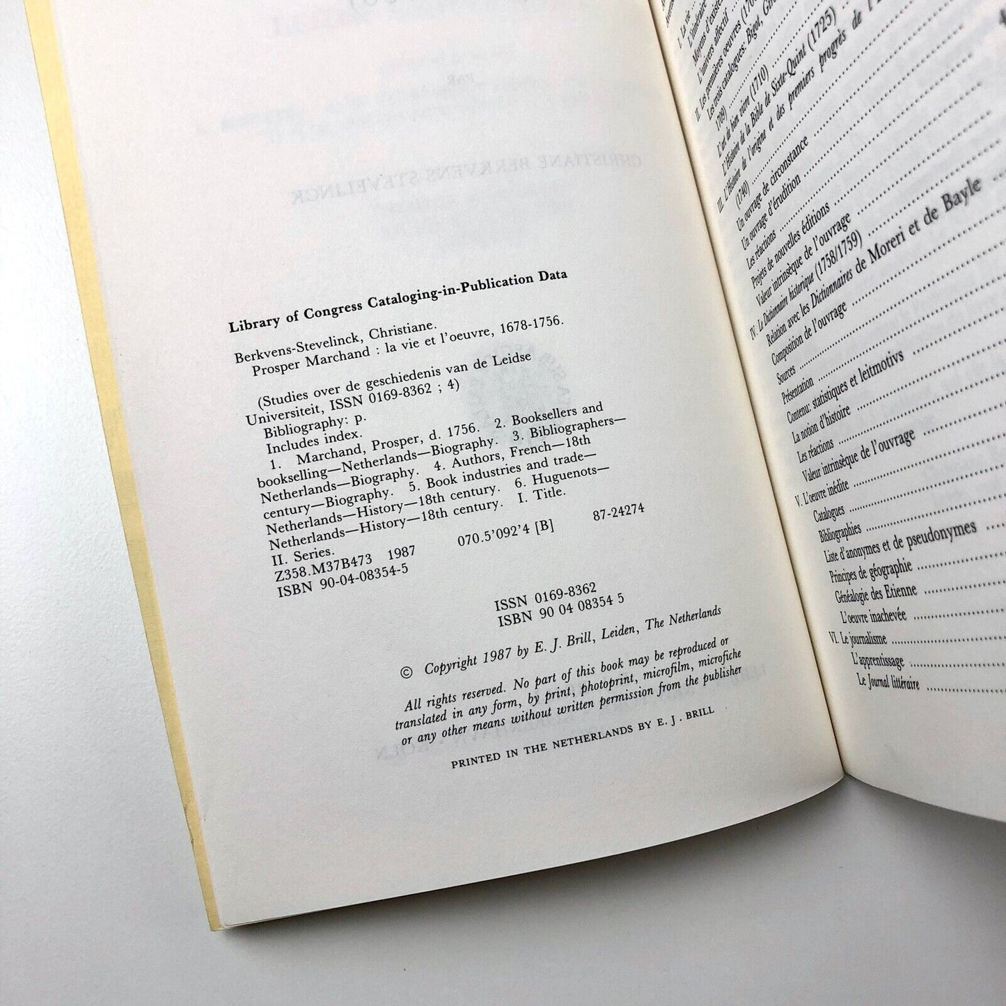 Prosper Marchand La Vie et L'Oeuvre 1678-1756 | Berkvens-Stevelinck Leiden, 1987