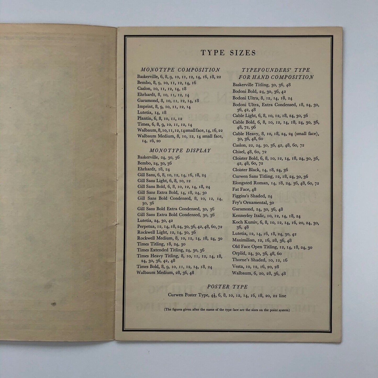 Type Faces in use at The Curwen Press | Type specimen brochure 1930s/40s?