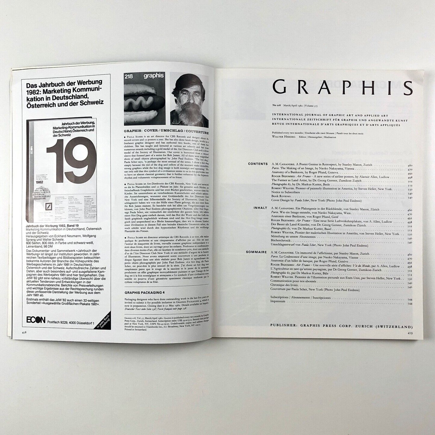 Graphis journal No 218 Vol 41 | March/April 1982 | Graphis Press Corp