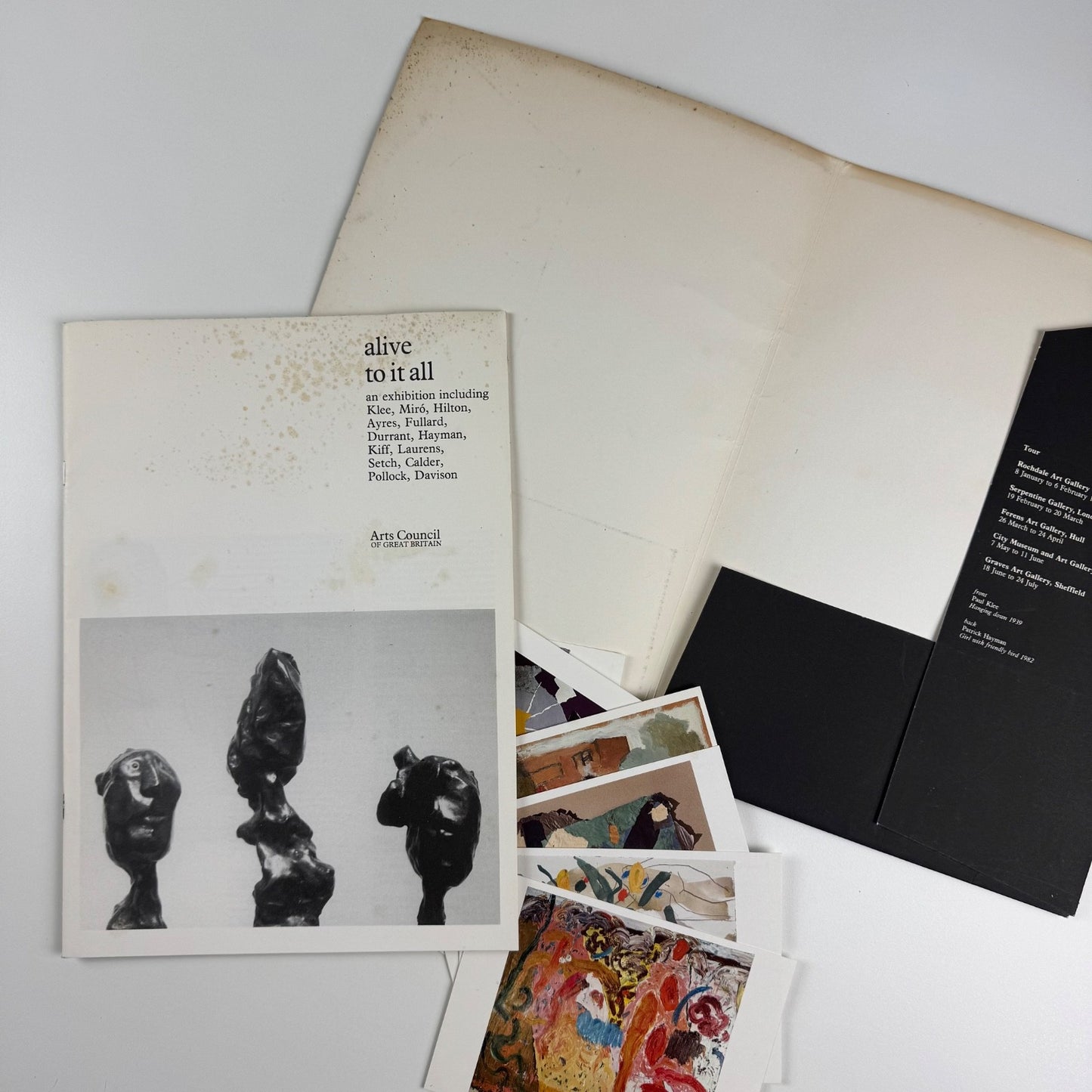 alive to it all | Arts Council folder catalogue and postcards 1983