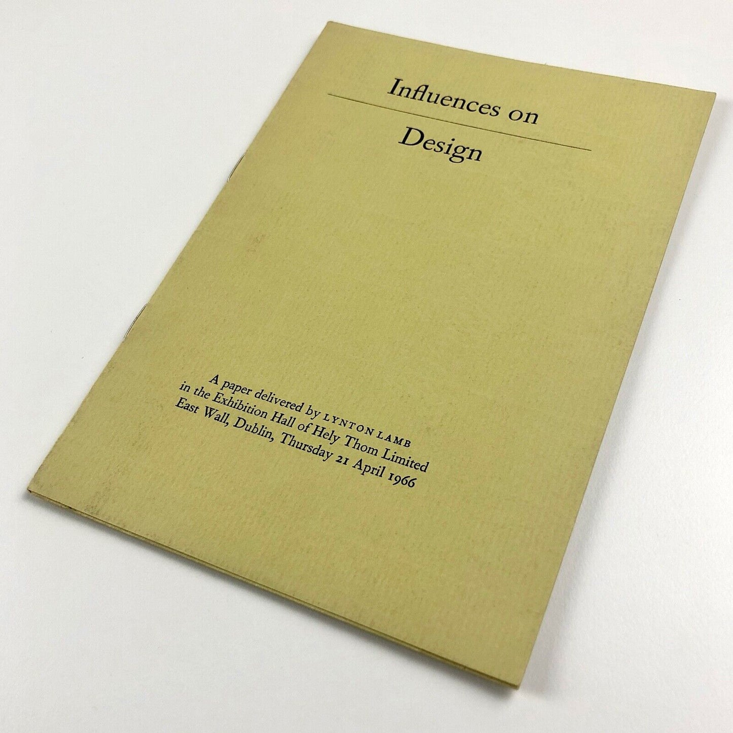 Influences on Design paper by Lynton Lamb | Hely Thom Ltd, Dublin, 1966