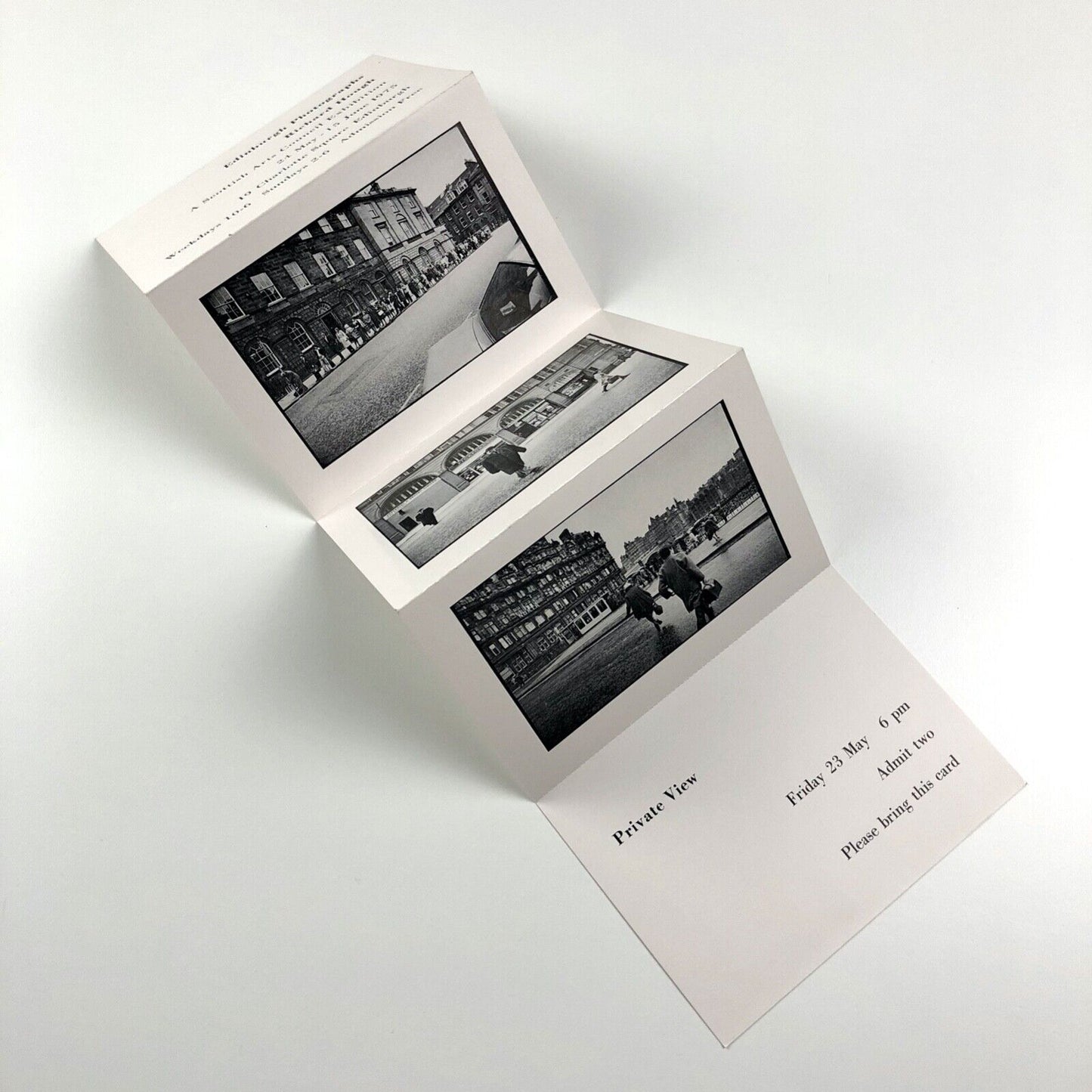 Folding card for Edinburgh Photographs. Richard Hough | A Scottish Arts Council Exhibition, 1975