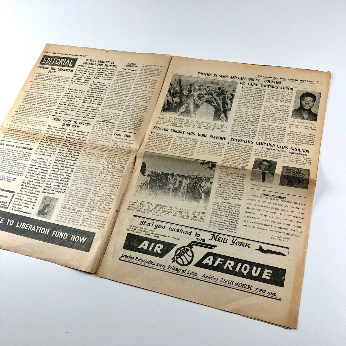 The Liberian Age newspaper | Vol. 31, No. 30, Tuesday April 26, 1977 Dr Tolbert