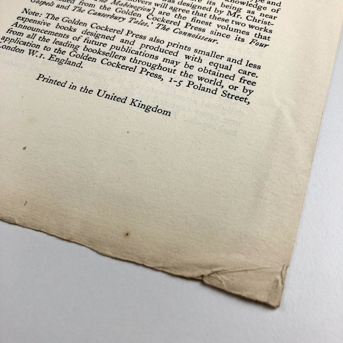 The Golden Cockerel Press The Mabinogion / Endymion promotional leaflet c.1947/8