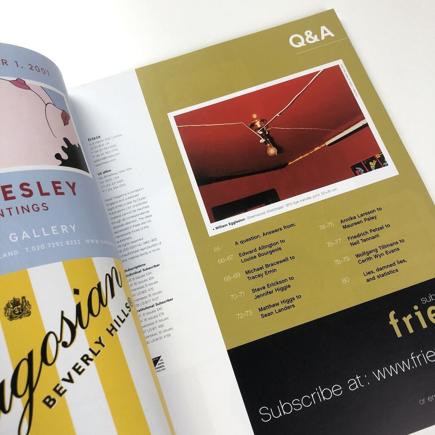 Frieze magazine – Tenth Anniversary issue, November–December 2001
