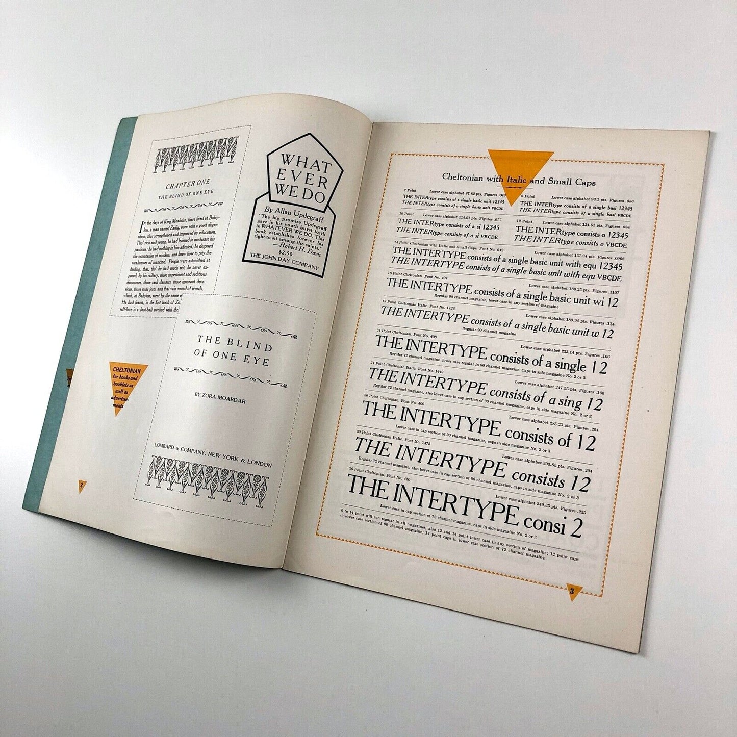 The Intertype Cheltonian Family | Advertising type face specimen booklet, 1930s?