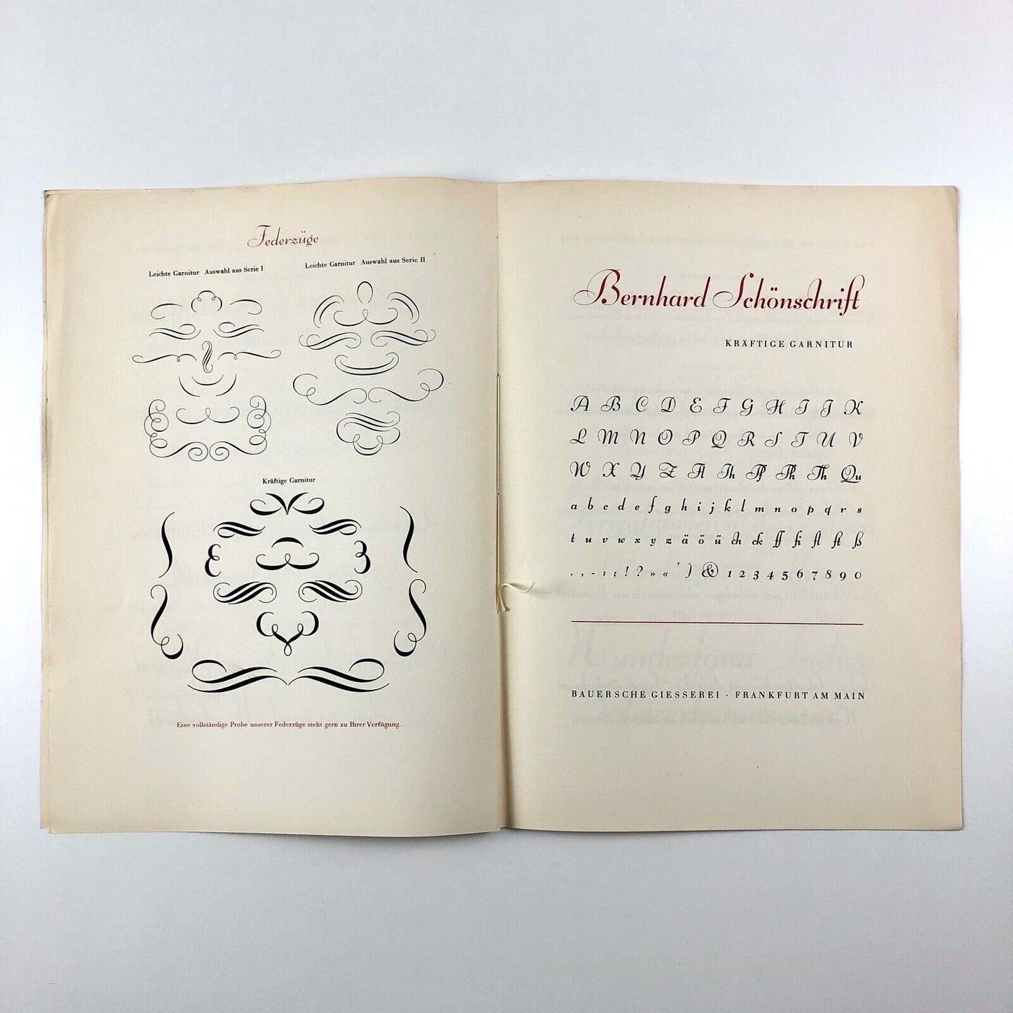 Bernhard-Schönschrift zart und kräftig type specimen folder and inserts | design by Lucian Bernhard | Bauersche Giesserei, undated