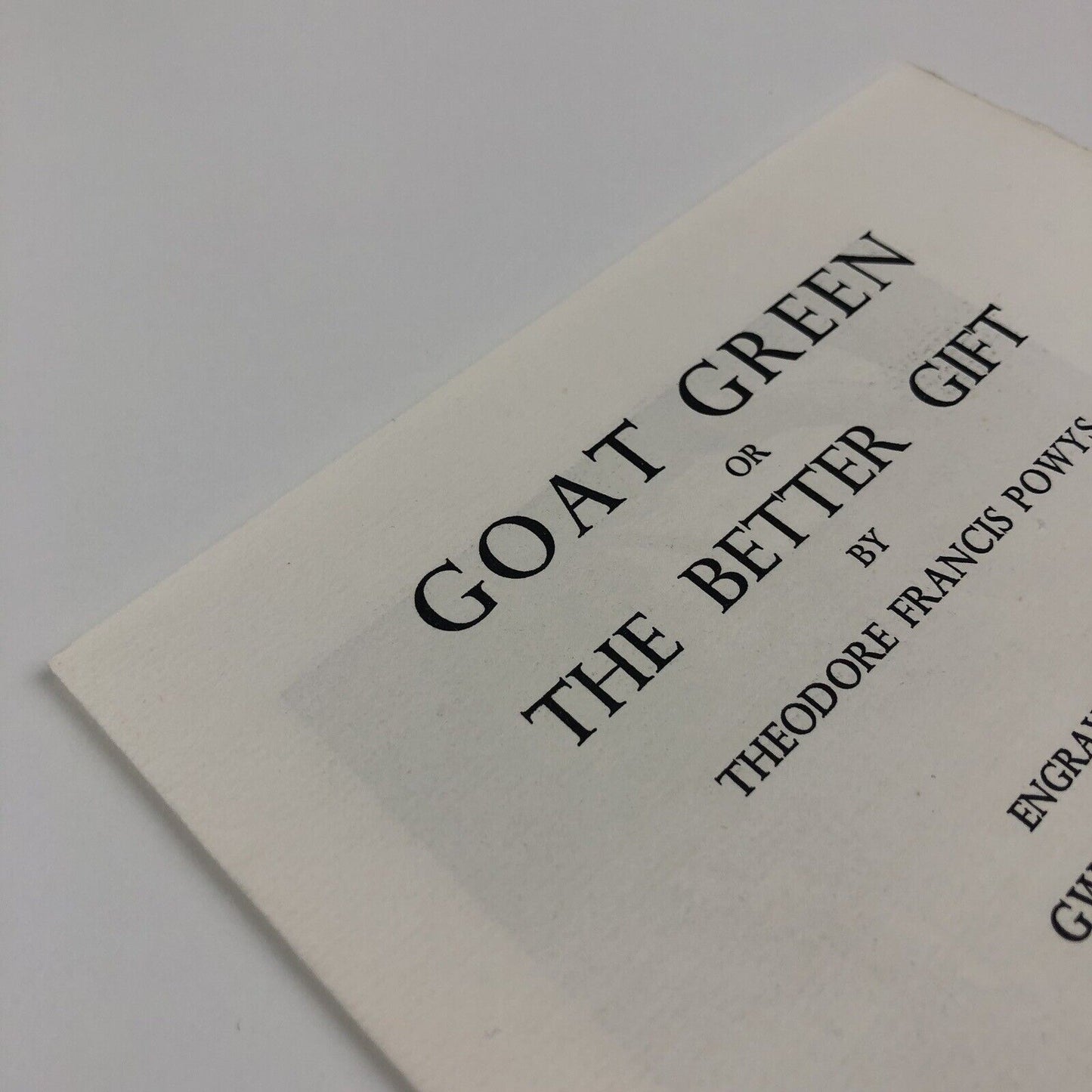 Prospectus leaflet – Goat Green or The Better Gift, Gwenda Morgan | Golden Cockerel Press, 1937