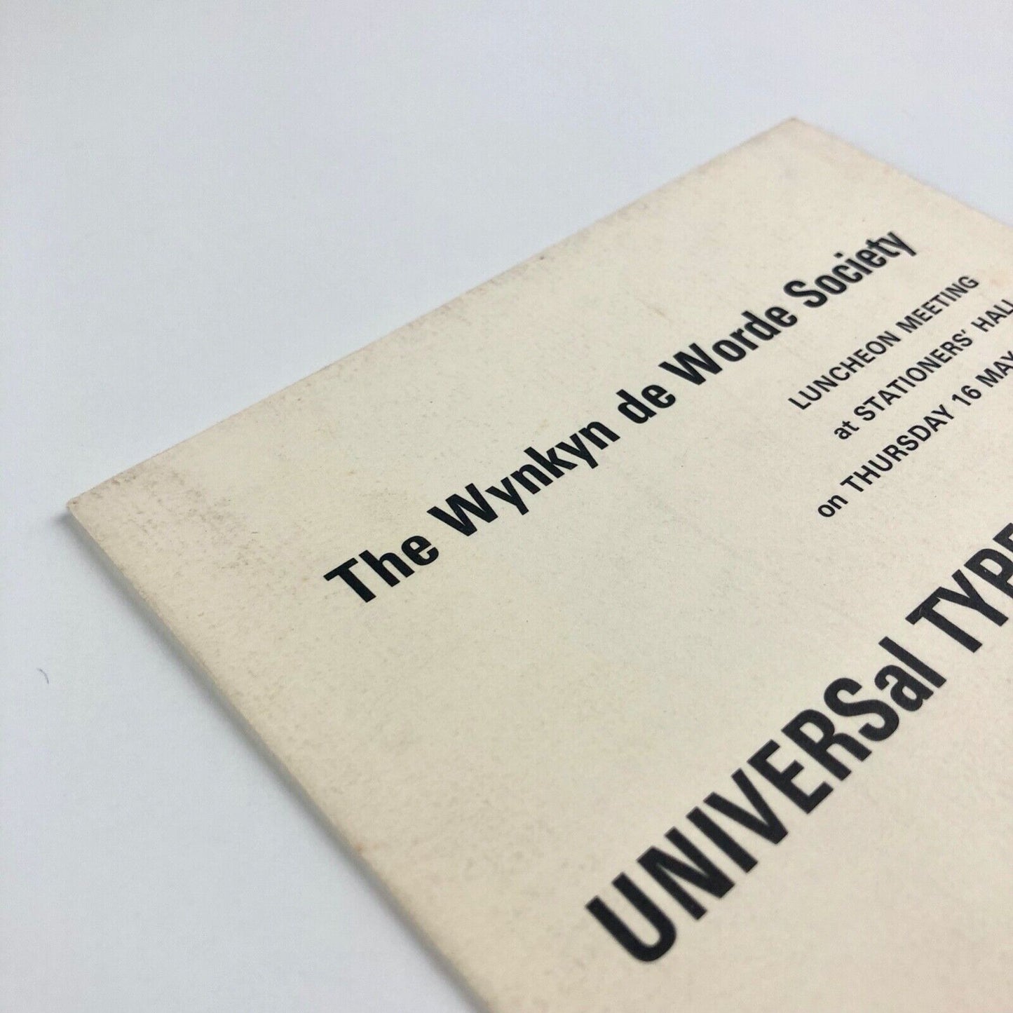 UNIVERSal Type Design: Wynkyn de Worde Society | Speaker Adrian Frutiger, 1968
