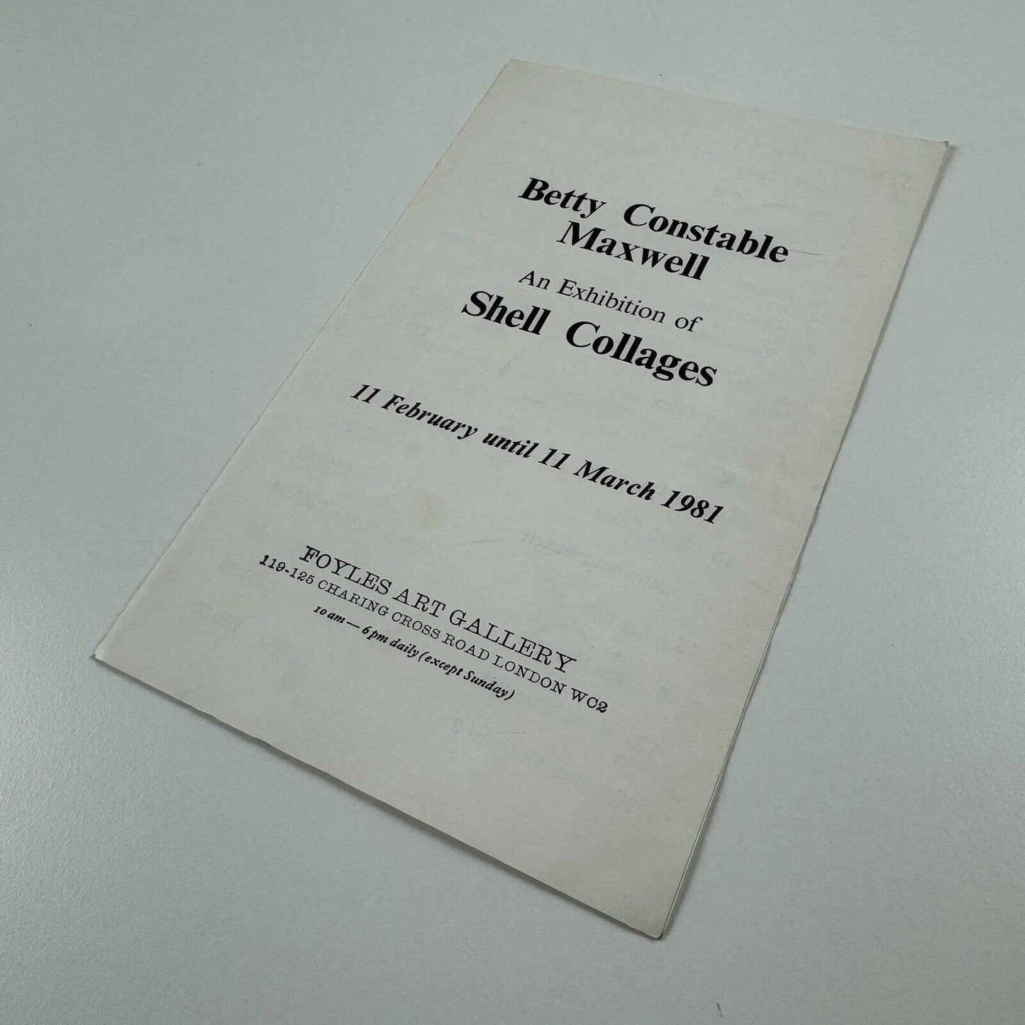 Betty Constable Maxwell – An exhibition of Shell Collages | Foyles Art Gallery, 1981