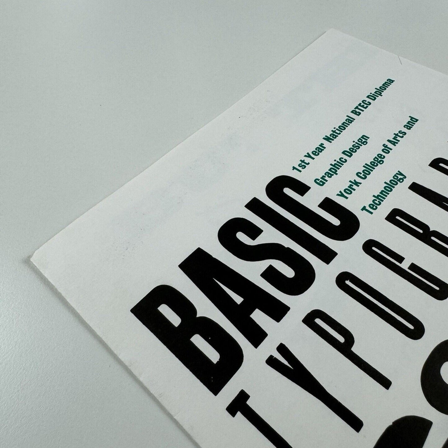 Basic Typography Class 1989 | York College of Arts and Technology BTEC booklet