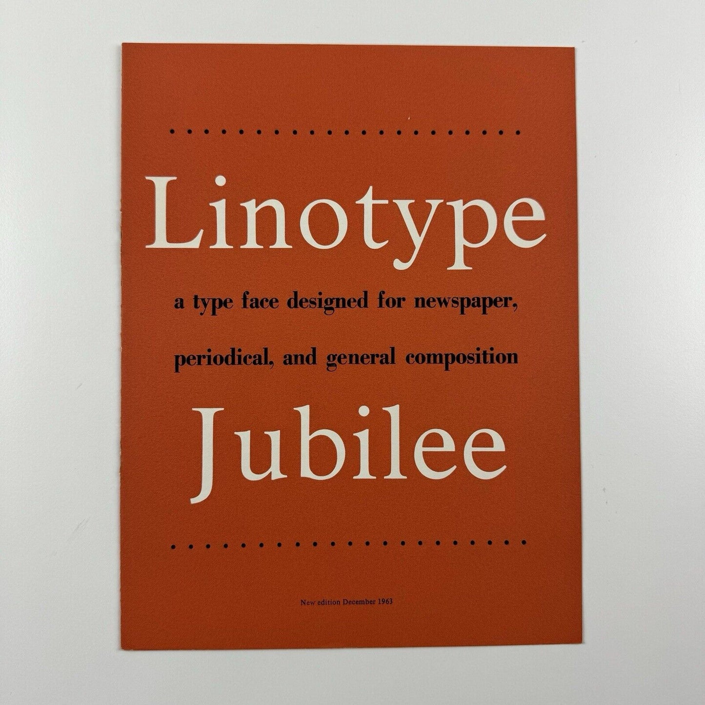 Linotype Jubilee type face – type specimen leaflet | December 1963 | Newspaper type