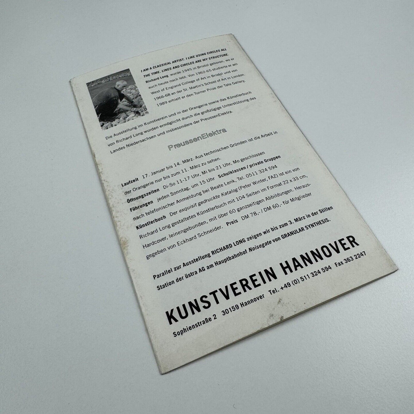 Gallery leaflet Richard Long. Every Grain of Sand | Kunstverein Hannover, undated