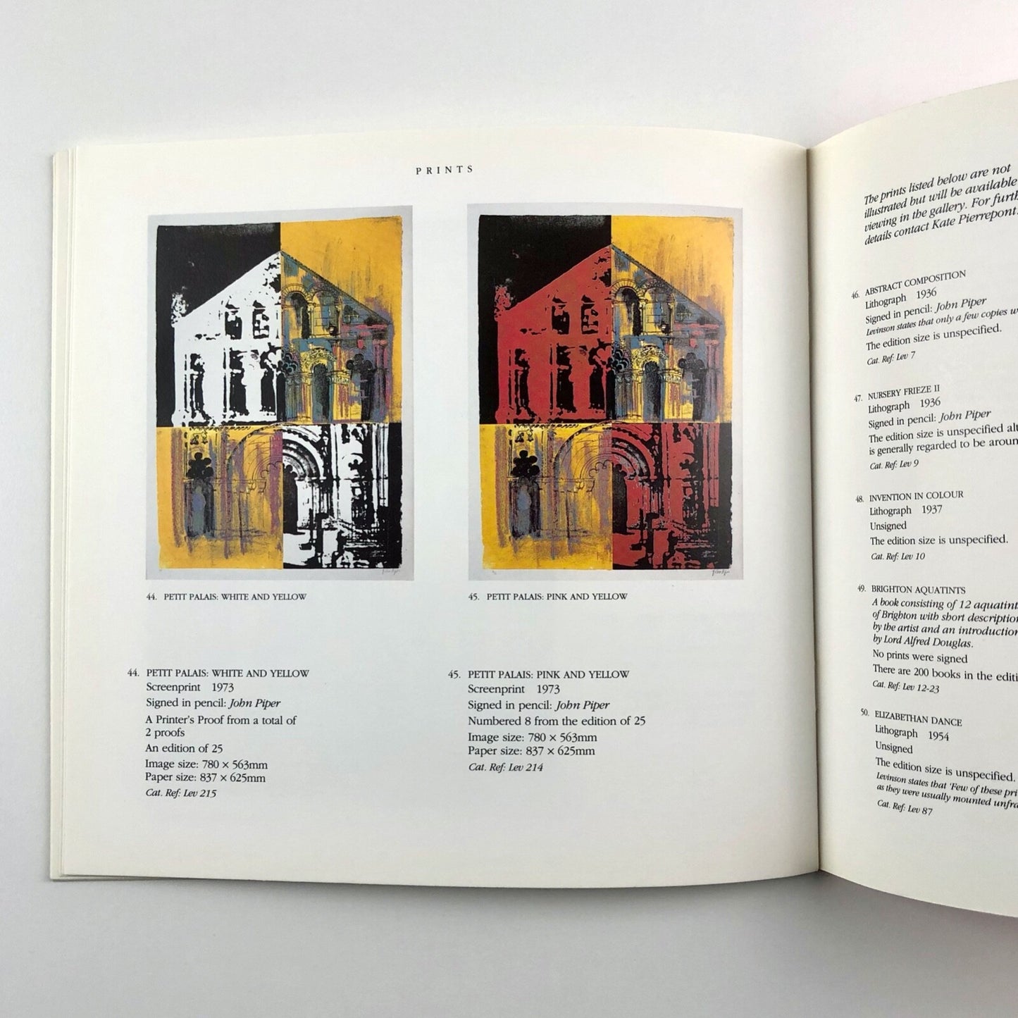 John Piper watercolours, drawings & prints | Berkeley Square Gallery catalogue