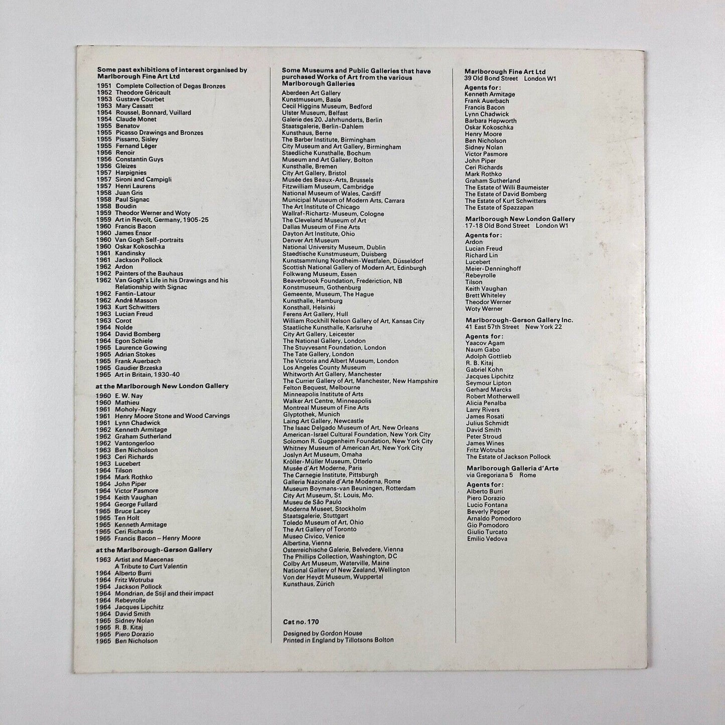 Keith Vaughan. Recent Gouaches | Marlborough Fine Art, 1965 | Gordon House design