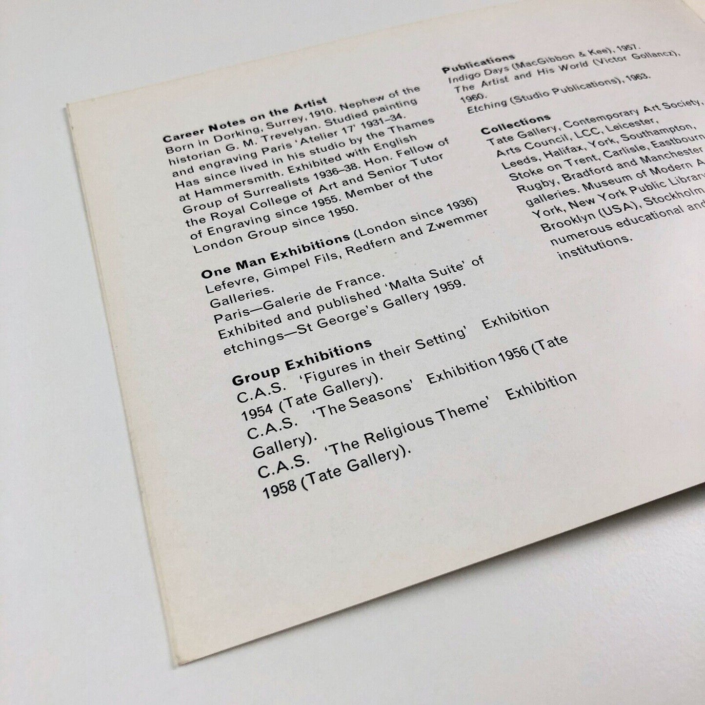 Leaflet for Julian Trevelyan a new series of paintings & etching based on the theme of the river. | Zwemmer Gallery exhibition, 1963