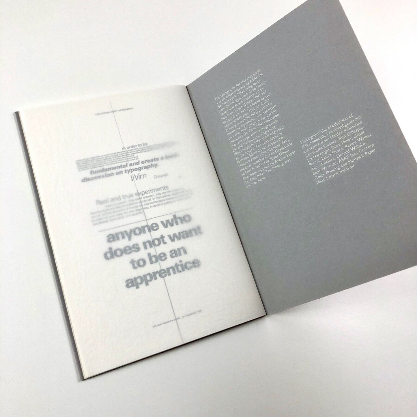 I Can’t Read This and I Designed This by M. Skjei 1994 - chapbook and envelope