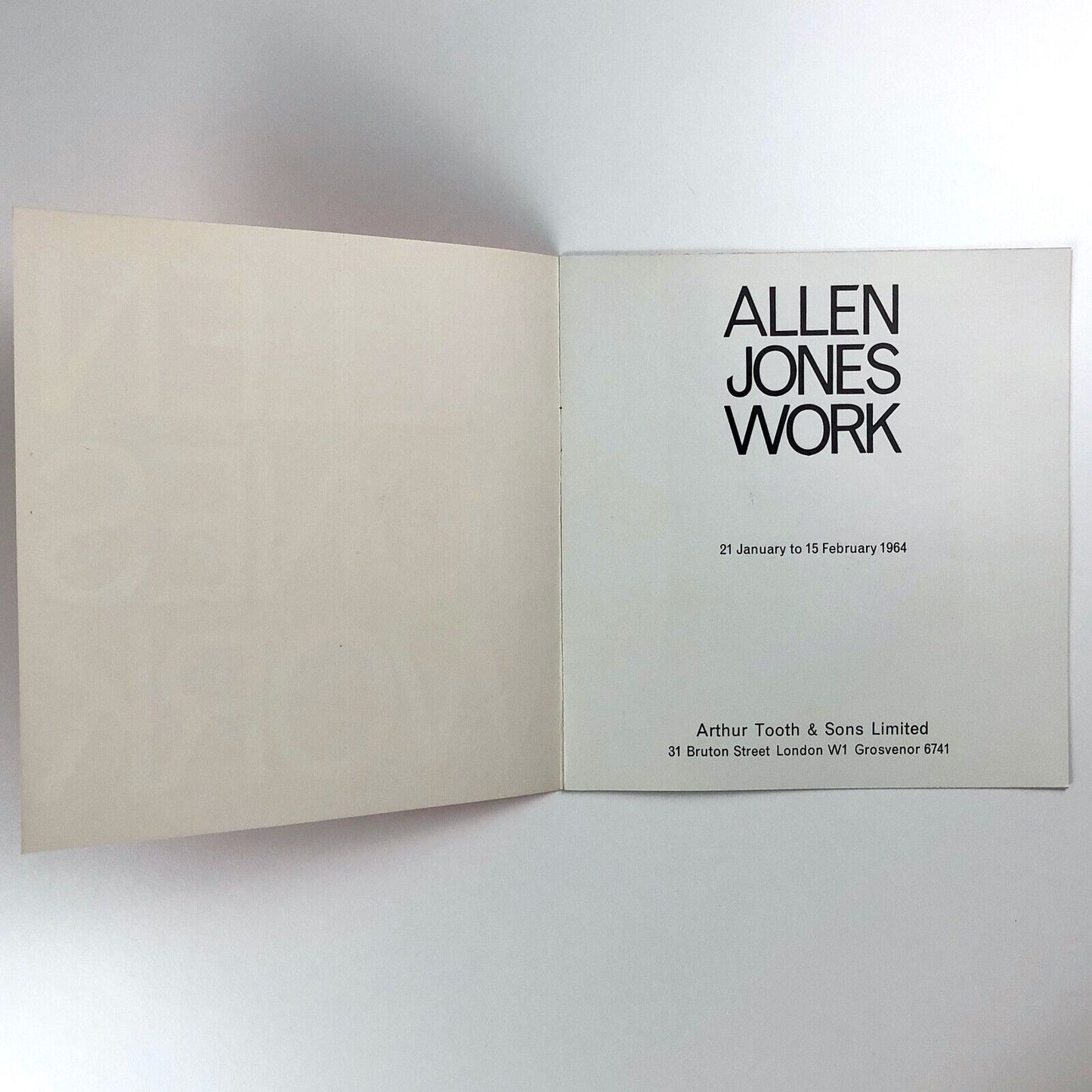 Allen Jones: Work | Arthur Tooth & Sons exhibition catalogue, Jan-Feb 1964