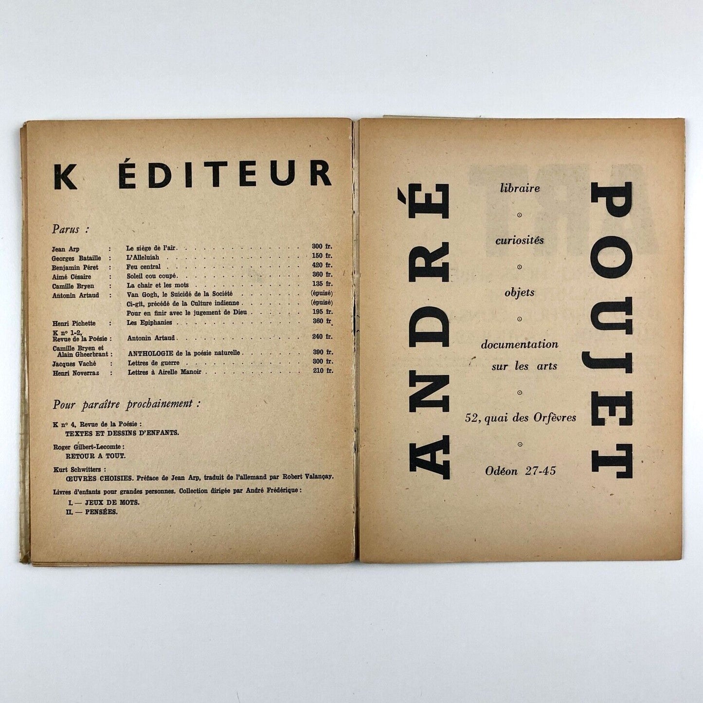 K. Revue de la poésie No. 3. De l'Humour à la Terreur Hommage à Kurt Schwitters, La revue de la poésie, Paris, 1949