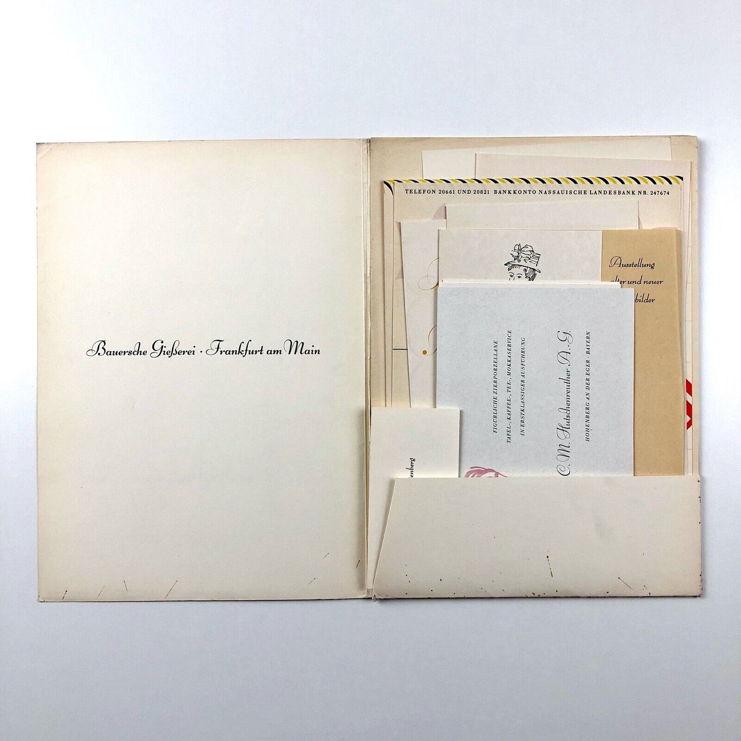 Bernhard-Schönschrift zart und kräftig type specimen folder and inserts | design by Lucian Bernhard | Bauersche Giesserei, undated