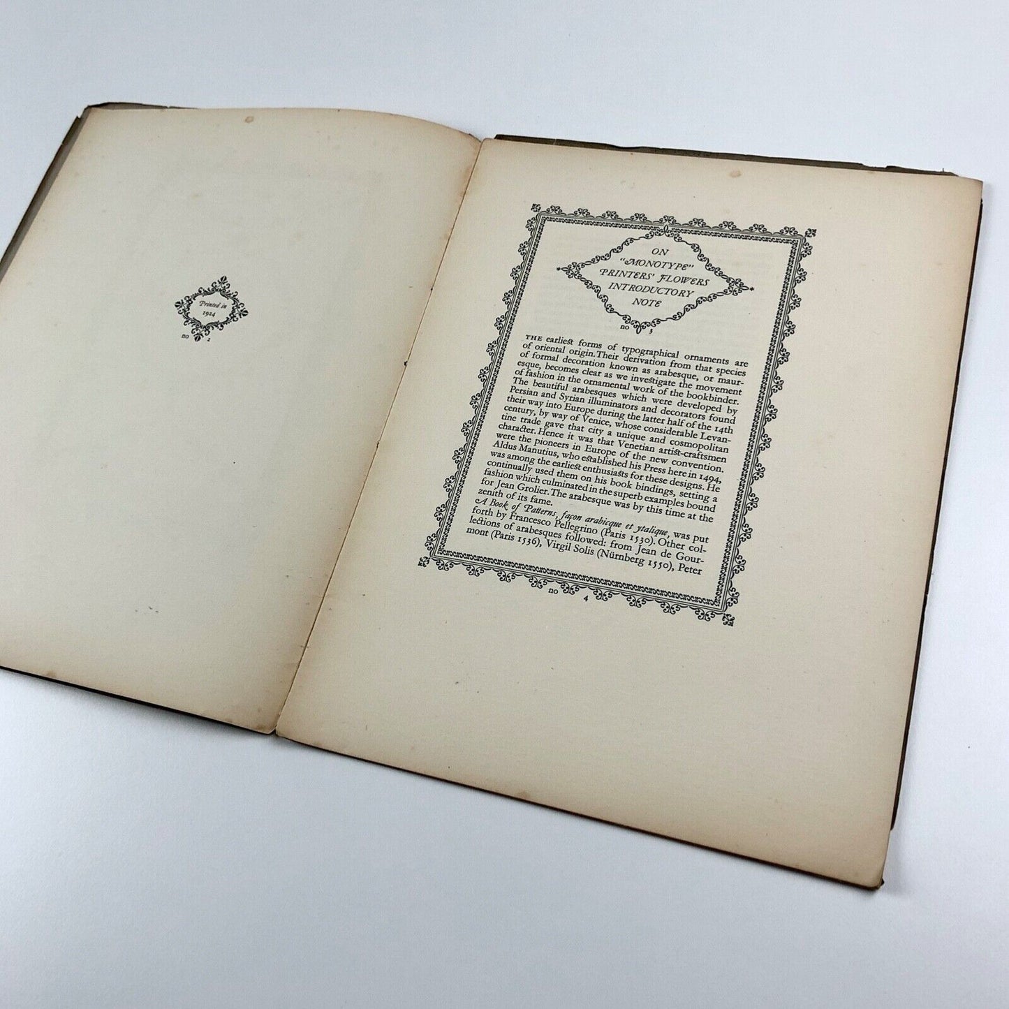 Monotype Flower Decorations type specimen booklet | Lanston Monotype, 1924