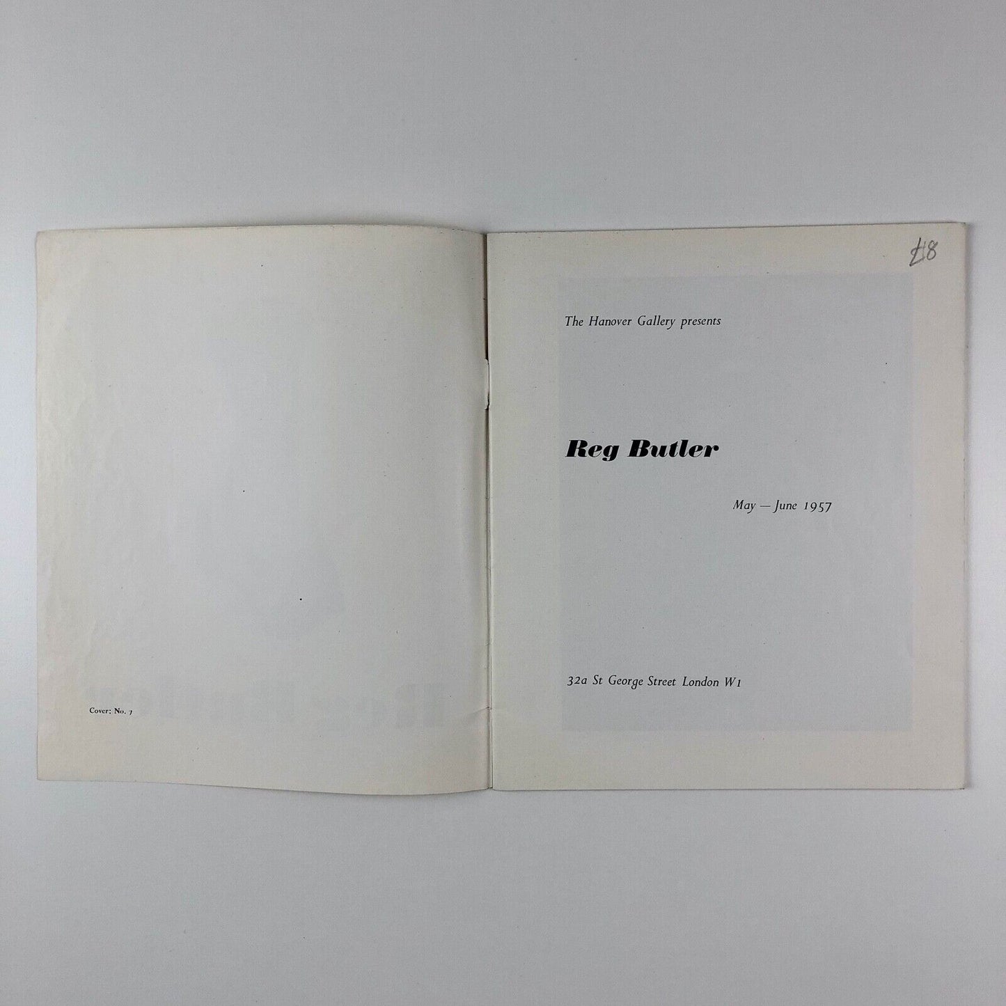 Reg Butler | The Hanover Gallery exhibition catalogue | 1957