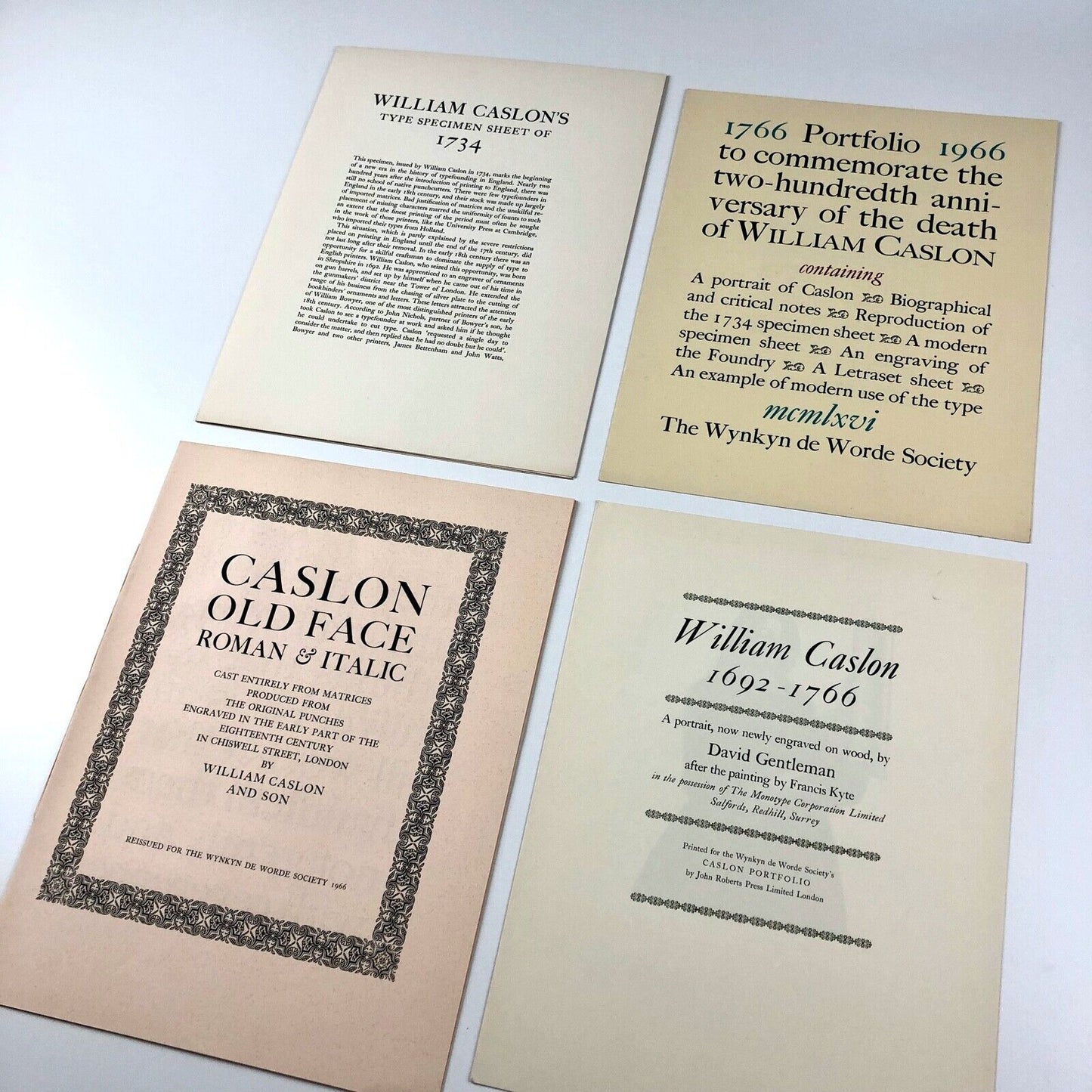 William Caslon 1766–1966 | Wynkyn de Worde | Portfolio with nine inserts, 1966